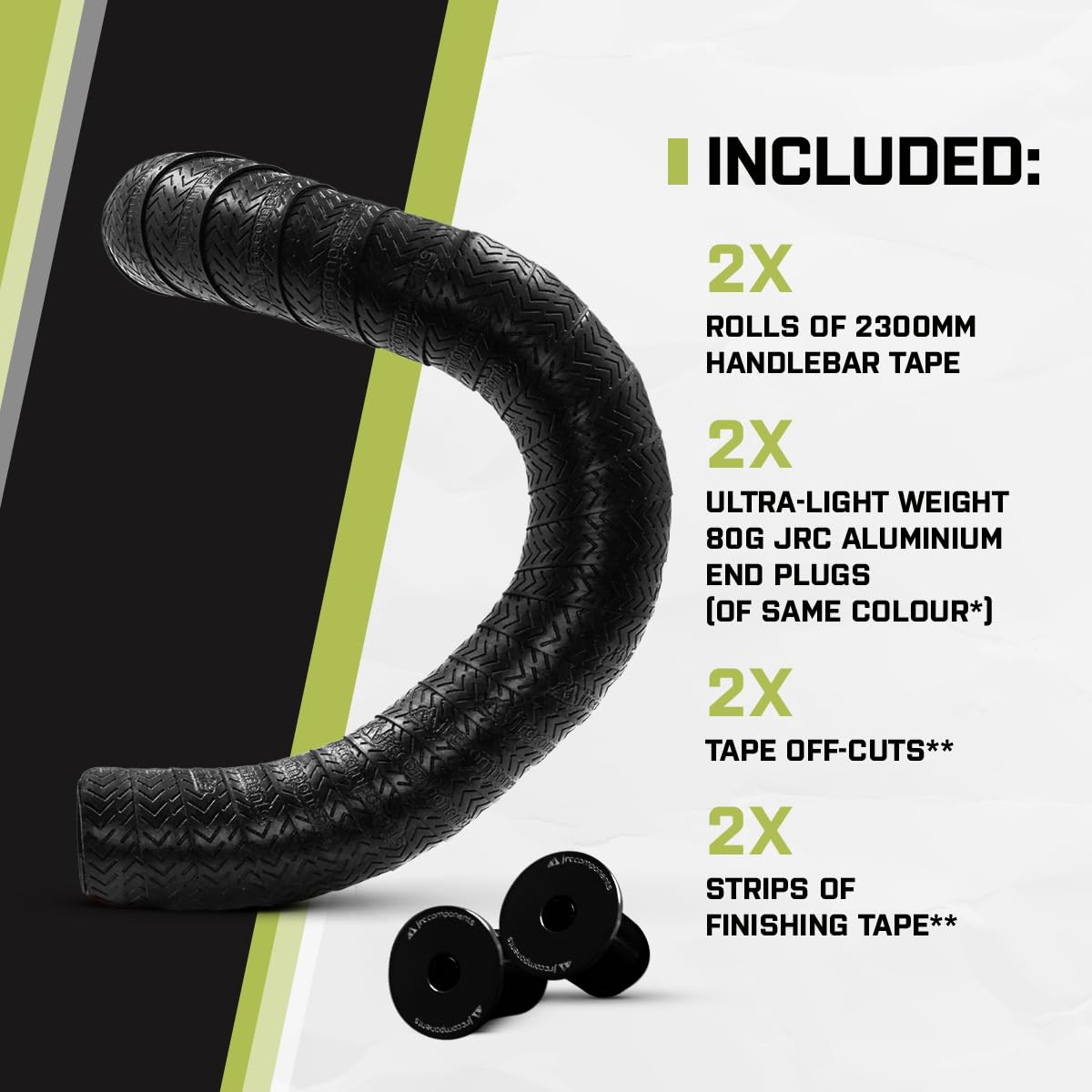 JRC Components Orimono Metallic Bicycle Handlebar Tape | Set of 2 Comfortable Bar Tape for Road Bike | Gravel Bicycle Handlebar Wrap with Bar End Plugs | Enhance Your Bike Grip - (No Print) image number 2