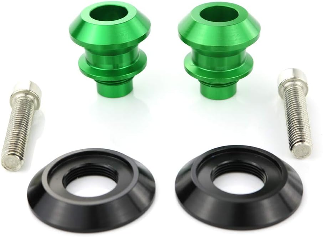 2Pcs M10 Motorcycle Swing Arm Sliders Spools CNC Swing Arm Stand Screw for Kawasaki ZX-6R ZX-6RR 98-12 ZX-10R 04-10 Ninja 250 R 300R 400R 650R ER-6N YAMAHA YZF750 YZF1000 FZR600. Green