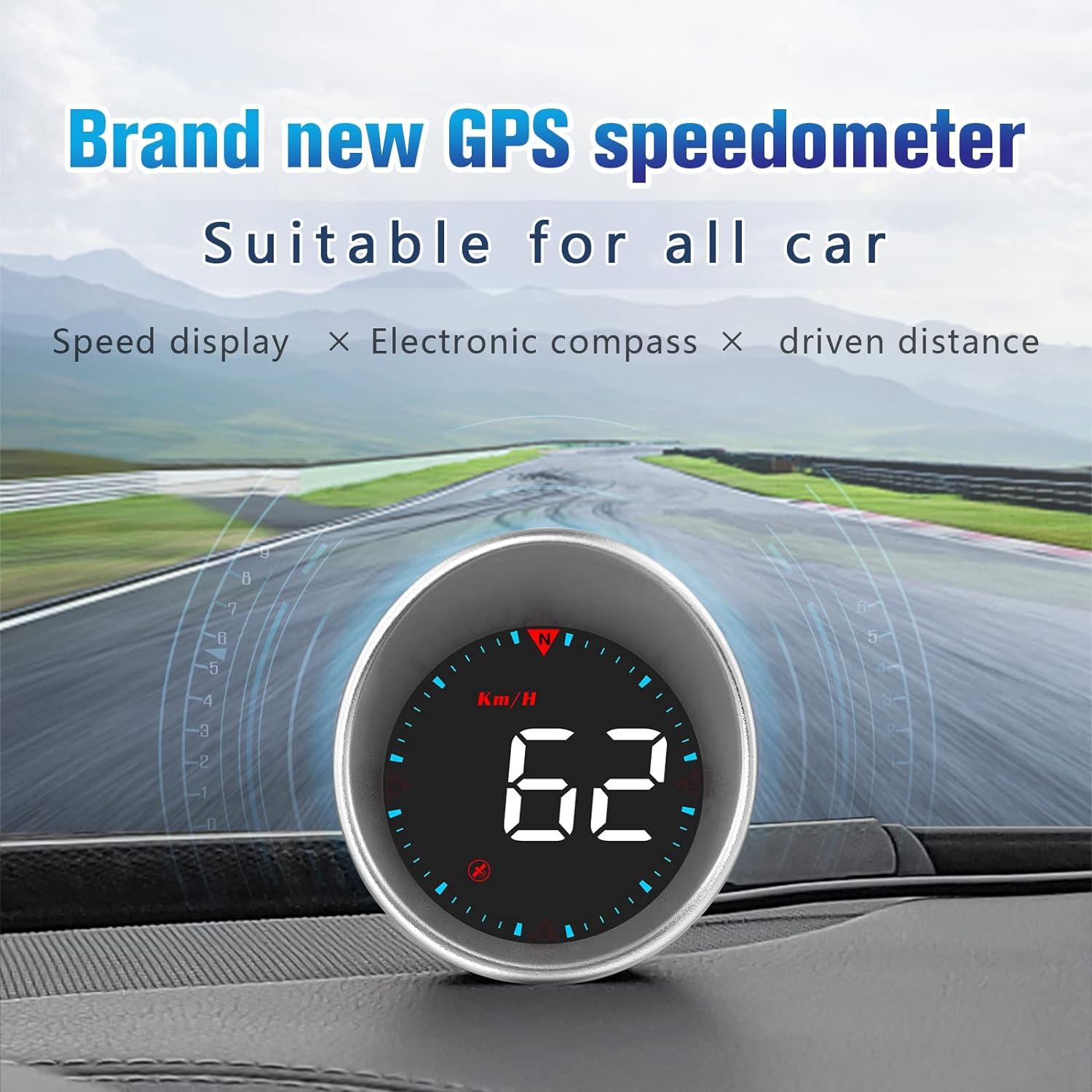 Car Hud Heads up Display G5，Digital GPS Speedometer with Speed Warning Compass, for All Cars image number 1
