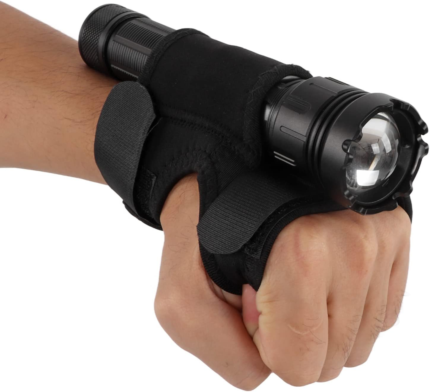 Gsycle Wrist Flashlight Holster, Thickened Nylon Diving Flashlight Holster Diving Torch Arm Holder Flashlight Glove Hands Flashlight Holder image number 3
