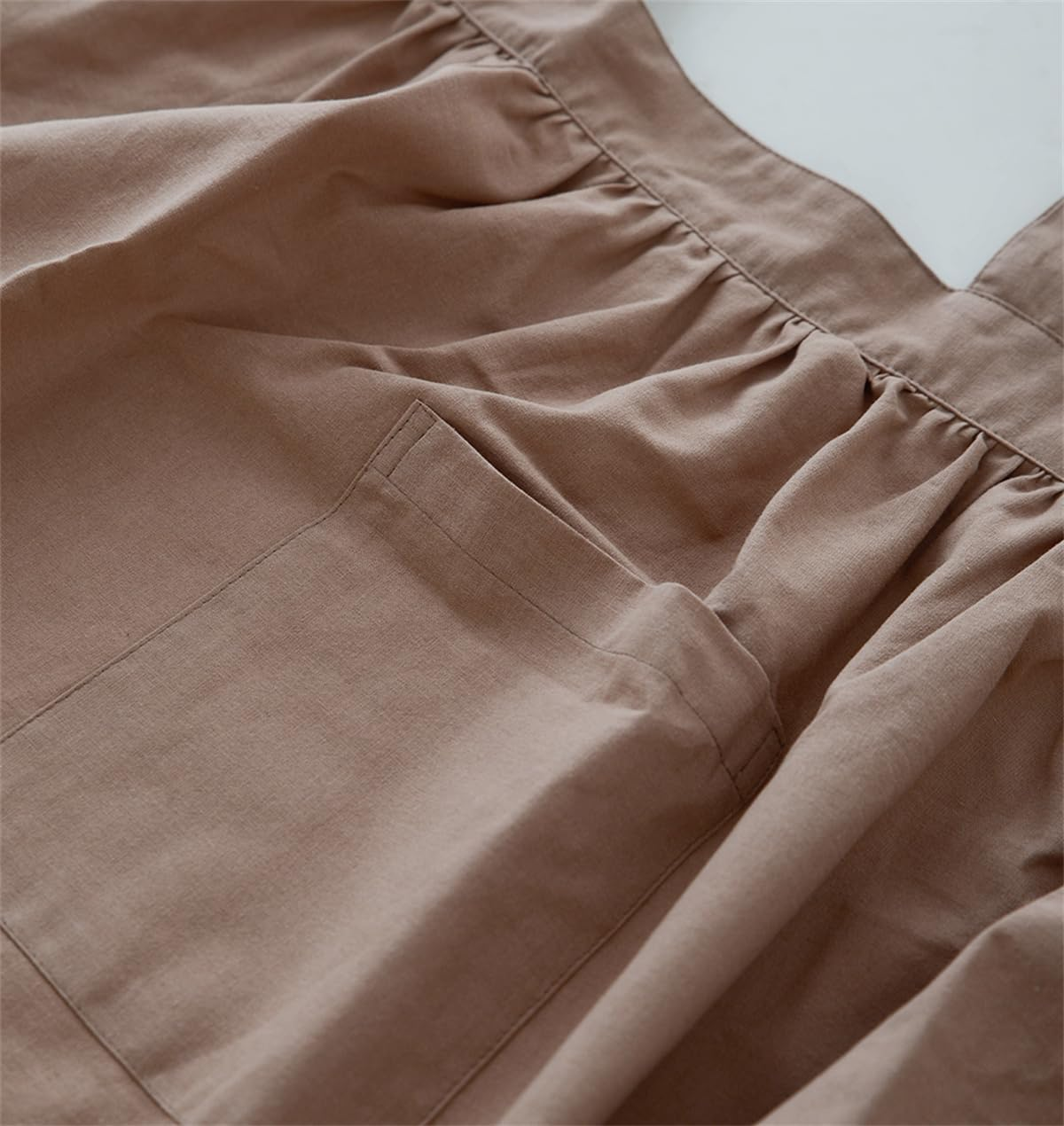 Cotton Solid Color Pinafore with Pockets Cross Back Straps Casual Bib Aprons Cooking Gardening Coffee Shop image number 6