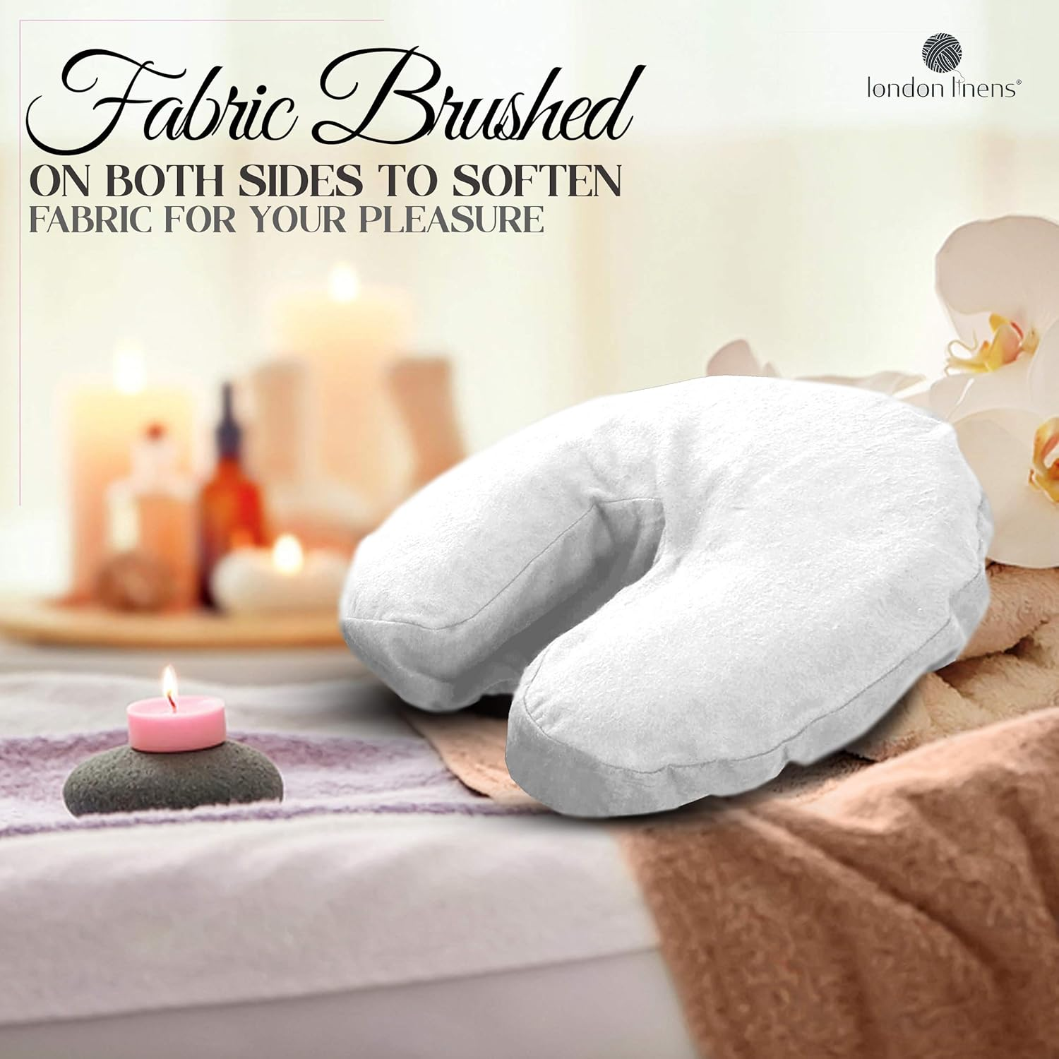 London Linens Pack of 4, Premium Extra Thick 100% Cotton Flannel Massage Tables Face Cradle Covers Cozies Fitted - Includes 4 Pcs (White) image number 6