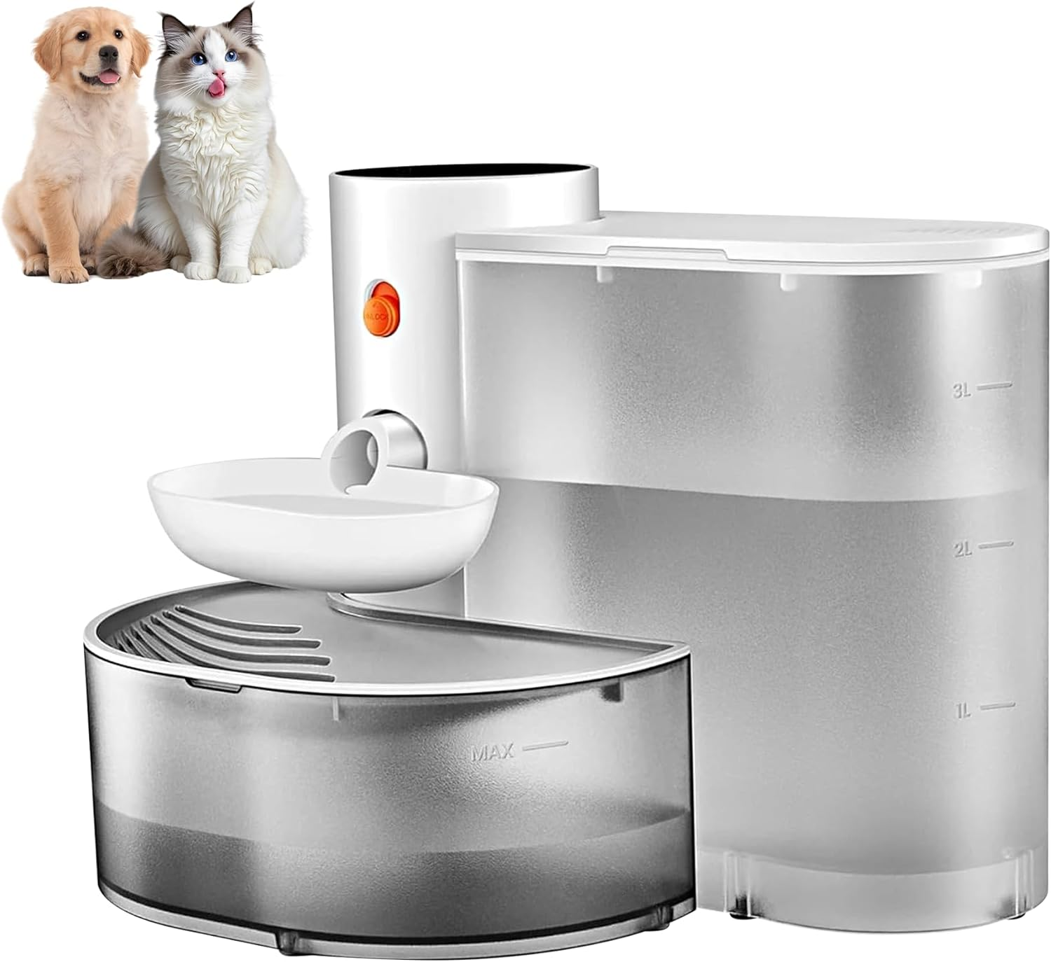 Oiuyamn Smart Pet Water Fountain - 3L Capacity, Anti-Accidental Touch Mode, Clean and Separable Design, No Filter Needed, Perfect for Dogs and Cats (White)，Always Fresh Water image number 3