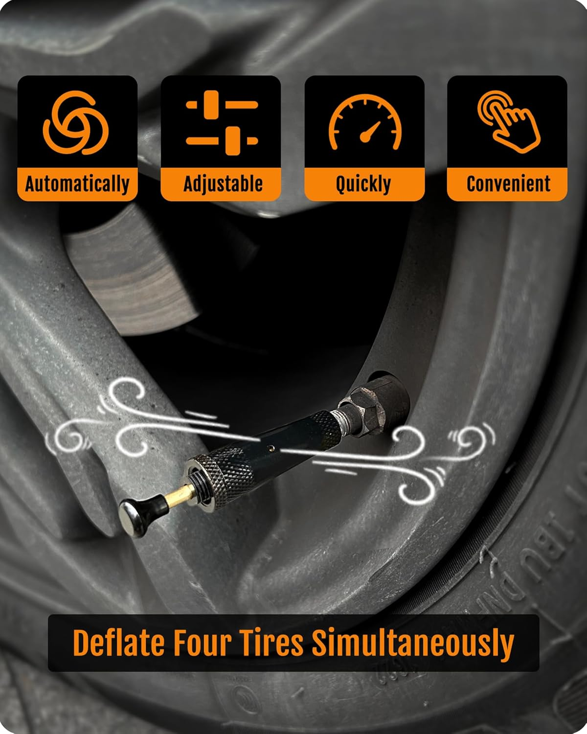 Adjustable Tire Deflator Kit 10-30Psi(4Pcs/Set),Auto-Stop Air down Tire Deflators Offroad Accessories Suit for Cars.Trucks