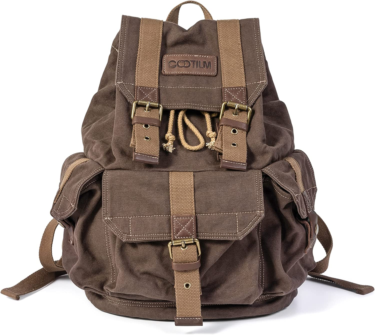 Gootium Canvas Backpack - Vintage Outdoor Rucksack Travel Day Pack