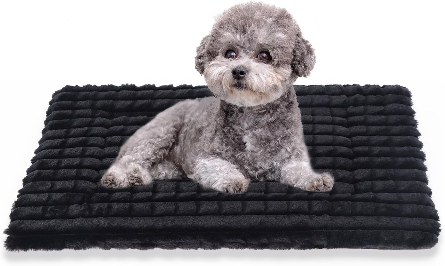 BVAGSS Fluffy Orthopaedic Dog Bed, Washable Dog Mat, Non-Slip Underside, Plush Dog Cushion, Soft and Warm Dog Mat for Small, Medium, Large Dogs, XH082 (100 X 80 Cm, Black) image number 2