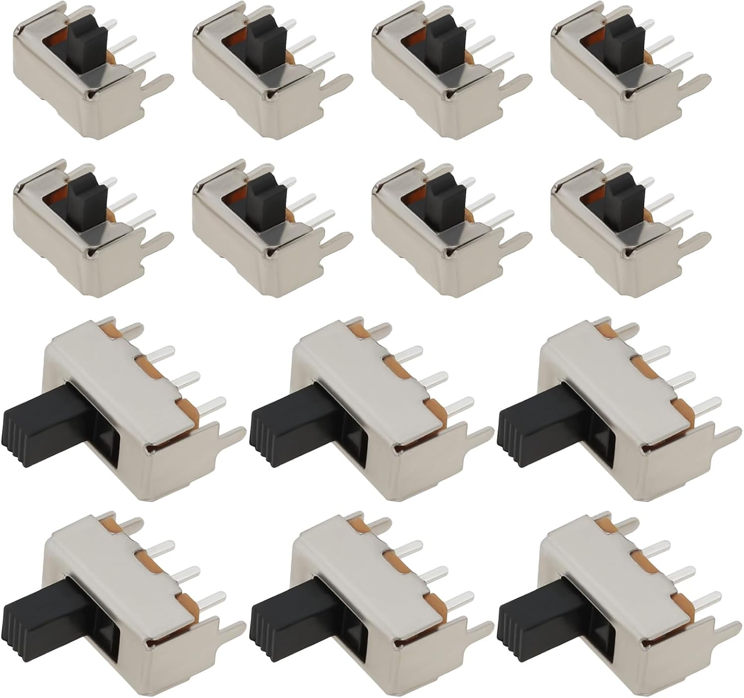 Be in Your Mind 100Pcs Mini Vertical Slide Switch Locking Toggle Switch SS12F44 SK12D07VG3 for Toy Audio Equipment Electronic Musical Instruments DIY image number 1