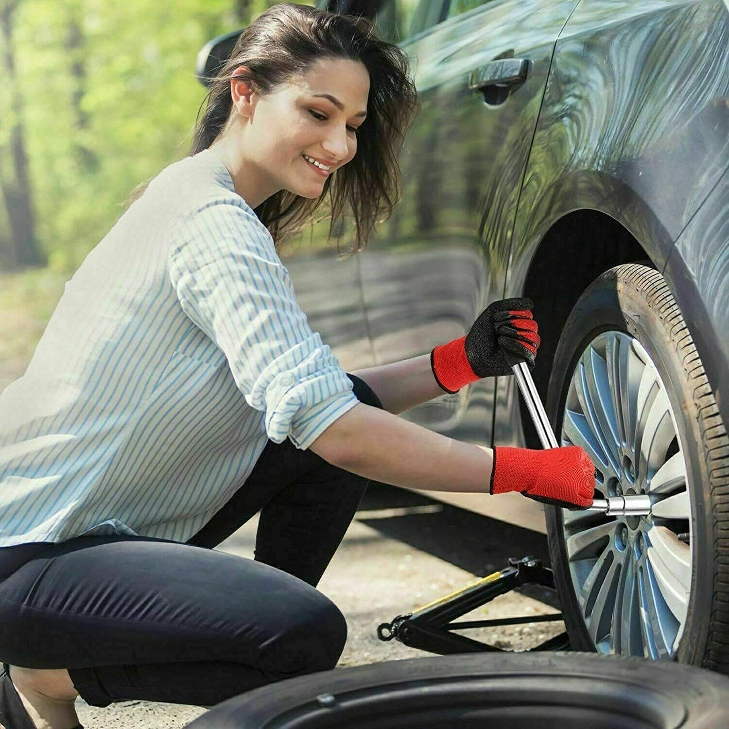 GIOD Lug Wrenches, Car Tire Wrench, Telescopic Wrench, L-Shaped Chrome Vanadium Steel Socket Wrench, Set of 3, with 17/19, 21/23 Mm Sockets, Car Repair Tool image number 1