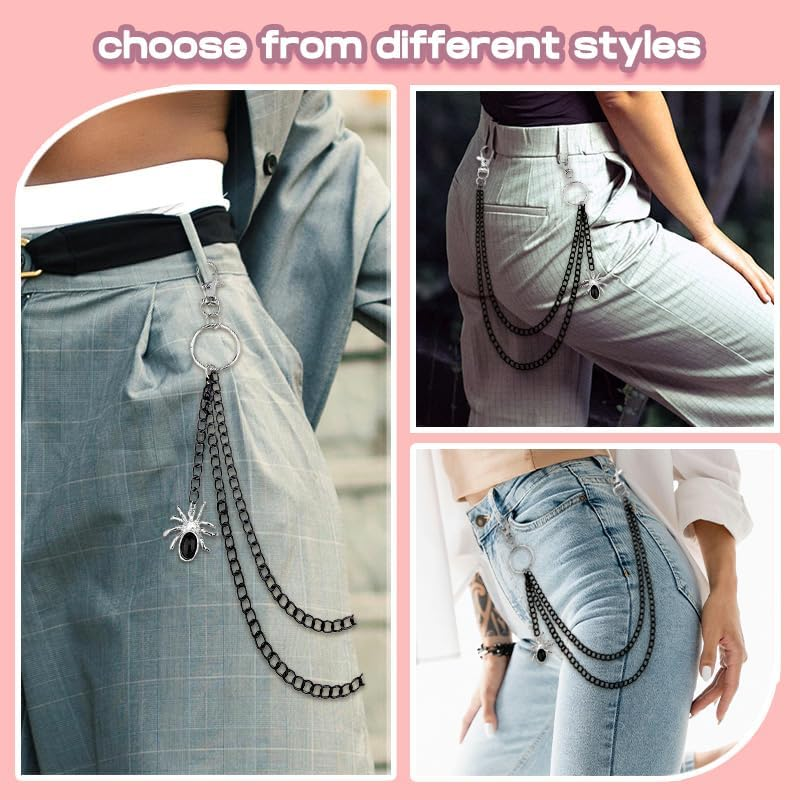 Punk Pants Chain Halloween Chains for Jeans Spider Pants Chain Layered Belts for Men Women image number 1