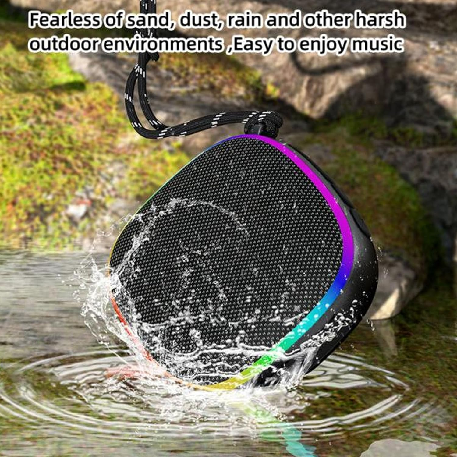 Portable Golf Speaker with RGB Light, IPX5 Waterproof Outdoor Speaker for Golf Cart - Loud Clear Sound USB Charging Black image number 4