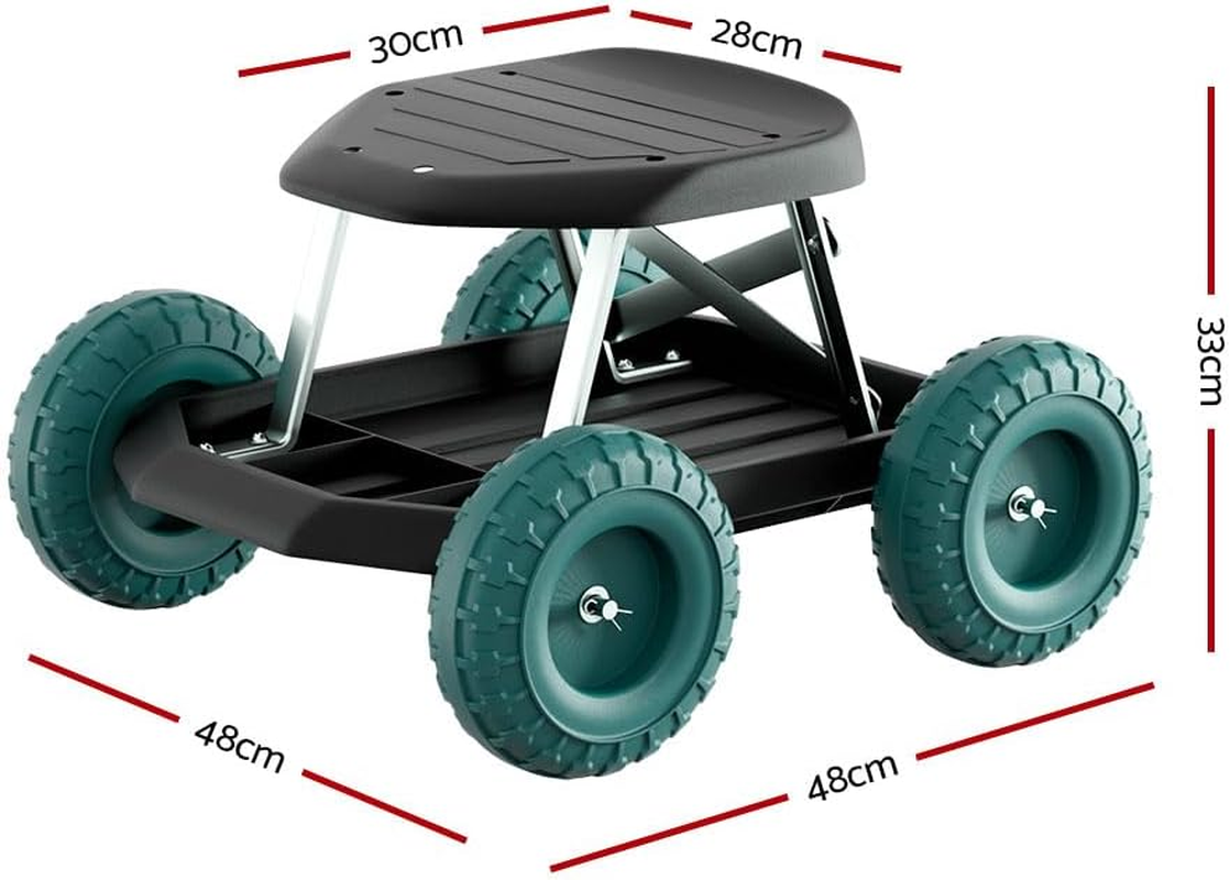 Gardeon Garden Rolling Cart Stool with Wheels, Plastic Carts Scooter Tool with Seat Outdoor Beach Lounge Camp Camping Gardening Helper Supplies Transportation Sport image number 1