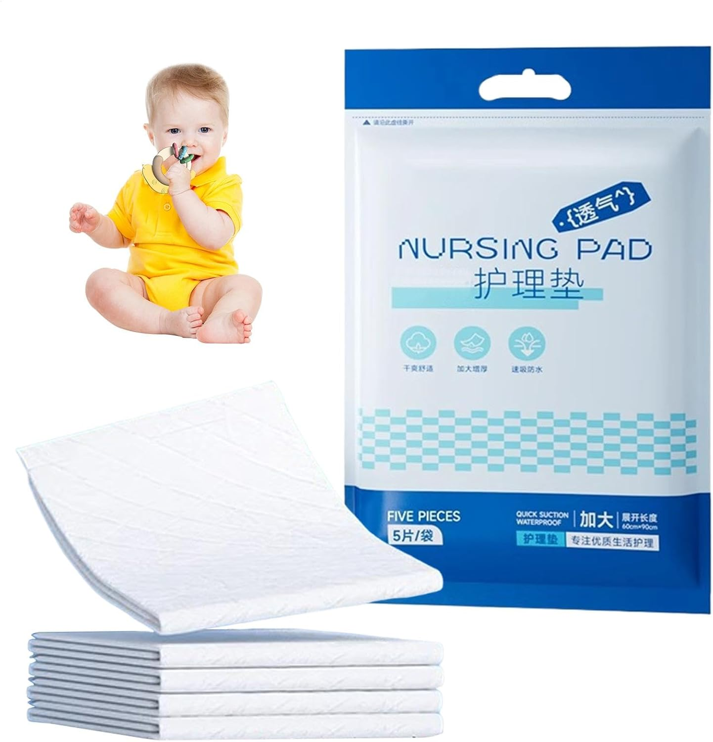 Diaper Changing Pads - Leakproof Quick Drying Diaper Changing Liners,Multi-Functional, Waterproof Changing Pad, Table Protector Mat for Nursing Pad, Sleep Mat image number 2