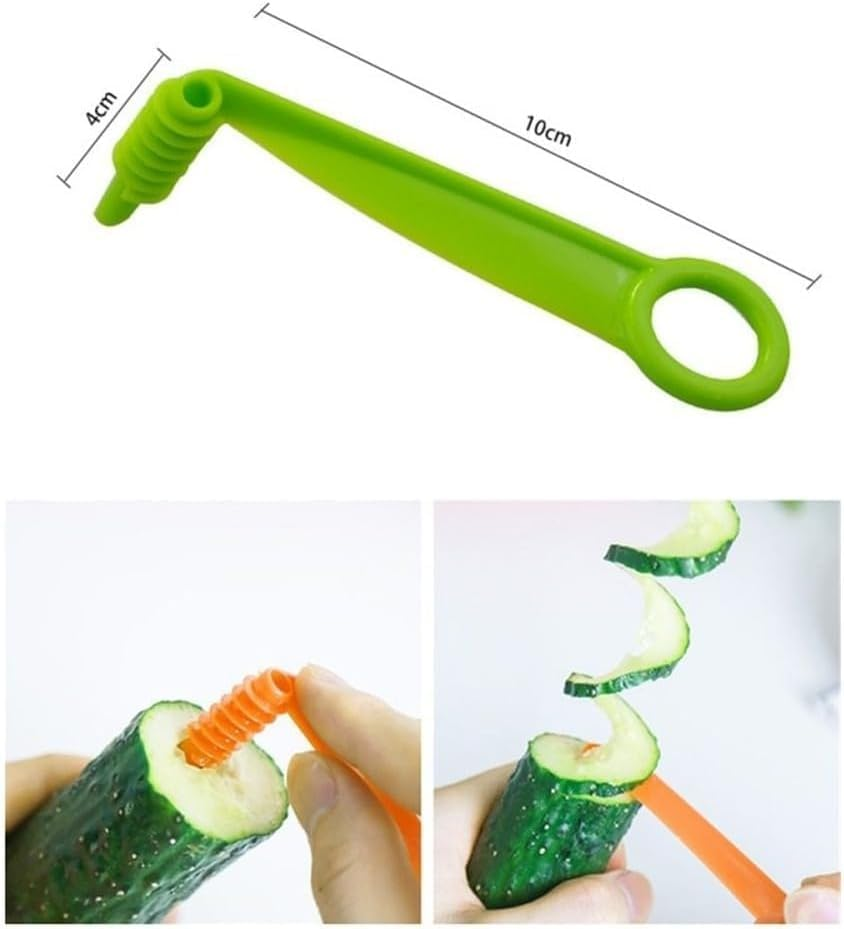 1Pc Green Spiral Slicer Blade Hand Slicer Cutter Potato Cucumber Vegetables Spiral Knife Kitchen Accessories Tool,Manual Spirals Screw Slicers Peelers Kitchen and Dining,Graters,Peelers and Slicers image number 4