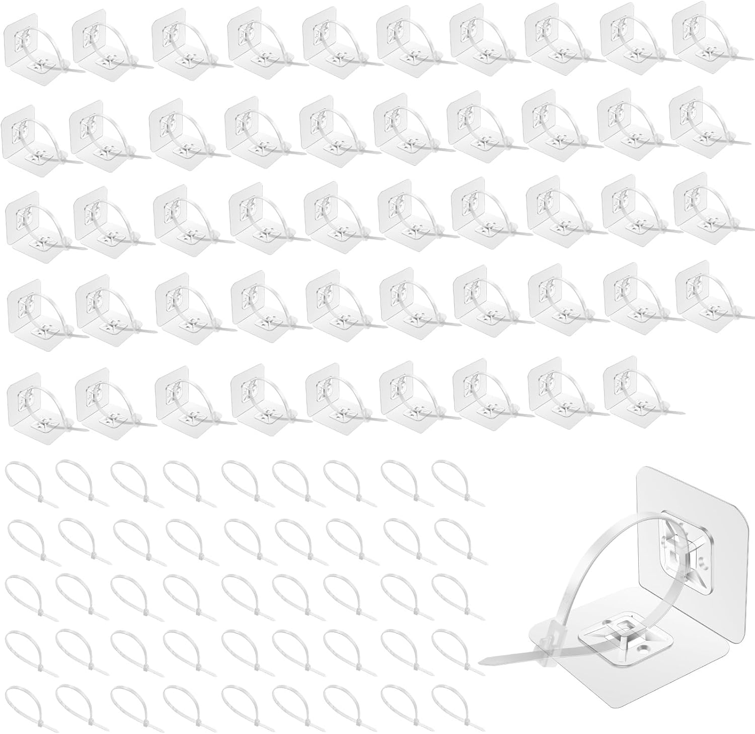 100Pcs Furniture Anchors Plastic Furniture Straps No Drill Adhesive Backed Wall Anchor Straps for Cabinets Bookcases Dressers (100-Pack)