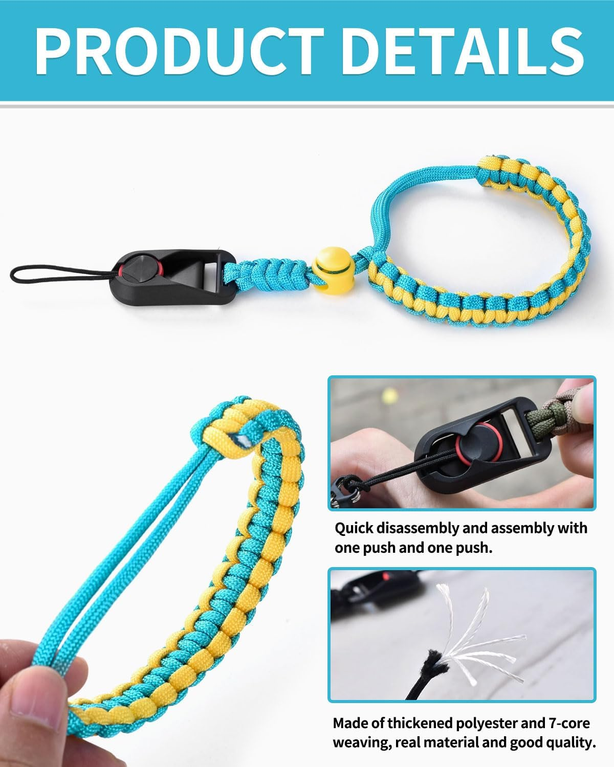 MYGLOAR Camera Strap with Quick Release, Adjustable Wrist Strap, Camera Strap, Adjustable Camera Strap for Various Wrists, Ultralight Paracord Hand Strap for Camera Phones image number 3