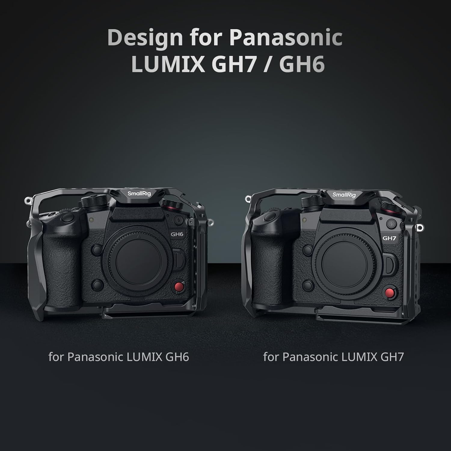 SMALLRIG Quick Release Cage for Panasonic LUMIX GH7 / GH6, Camera Cage with Patented Hawklock Style Cold Shoe/Nato Rail/Quick Release Plate for Arca, Full Access & Anti-Scratch Design - 4824 image number 4