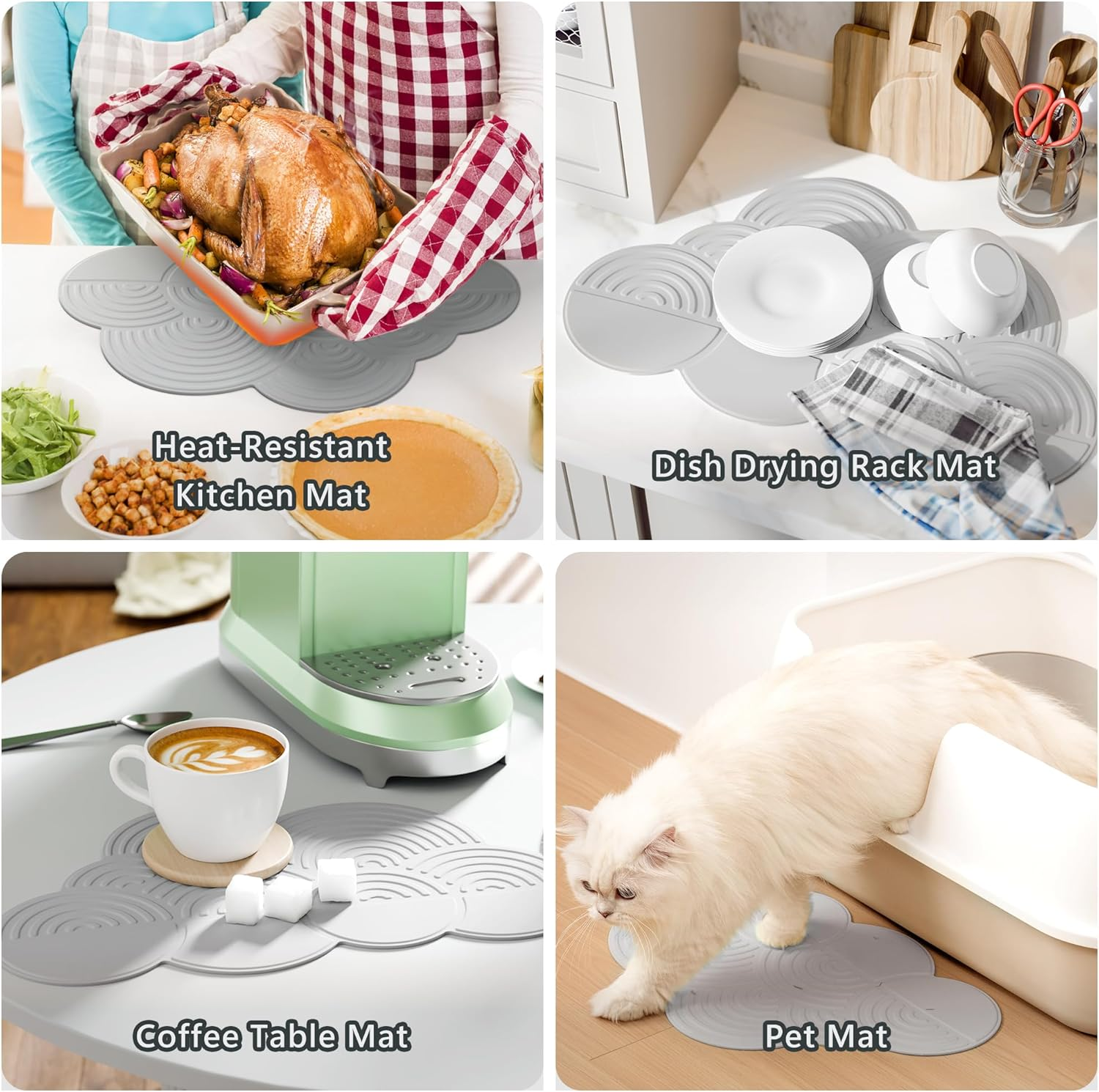 Li&Zhao Dish Drying Mats for Kitchen Counter - Dish Mat Drying Kitchen Mat Silicone Drying Mat Silicone Mats Dish Rack Mat Dish Drainer Mat image number 1