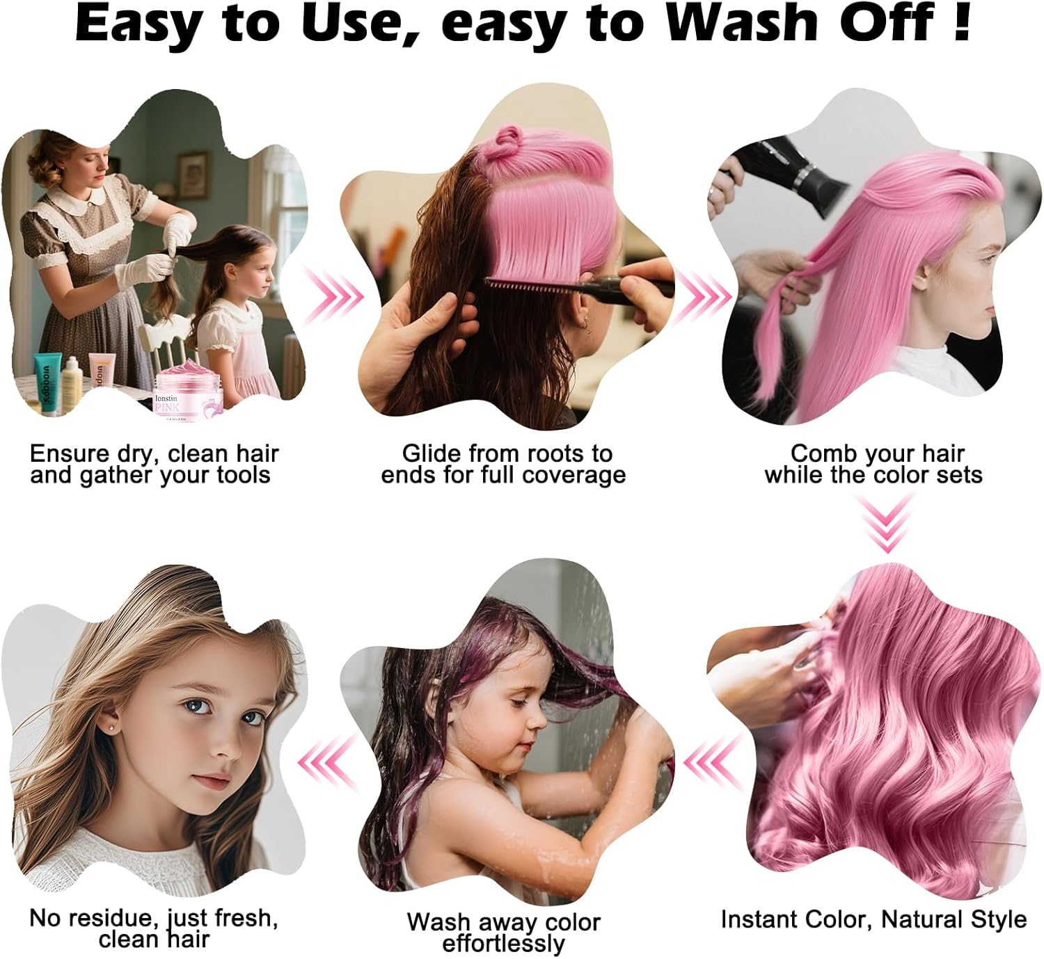 Lonstin Light Pink Hair Wax 100G Temporary Hair Color for Kids and Adults Washable Non Sticky Easy to Apply Suitable for Cosplay Halloween Party and Everyday Hair Styling image number 5