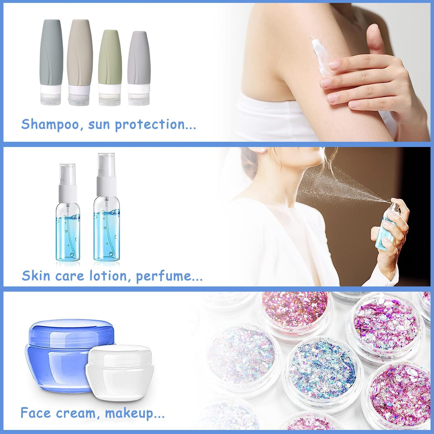 Travel Bottles Set for Toiletries, 15 Pack Travel Size Toiletries with Label, TSA Approved Silicone Travel Bottles, Bpa Free Travel Essentials for Cosmetic Shampoo Cream Conditioner Lotion Soap image number 1