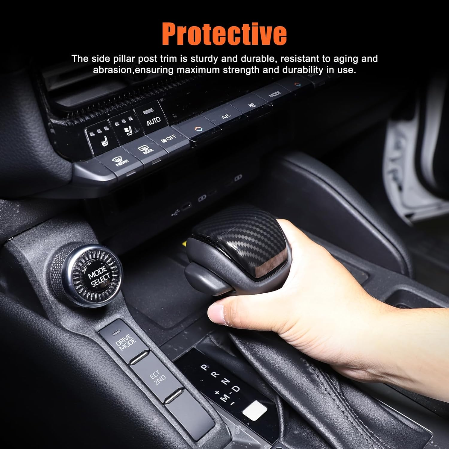 Gear Shift Knob Cover Trim Compatible with Toyota Land Cruiser Prado 250 2024-2025 Accessories | ABS Shifter Head anti Scratch Protector | 1PC Set (Carbon Fiber Pattern) - Carbon Fiber Pattern image number 2