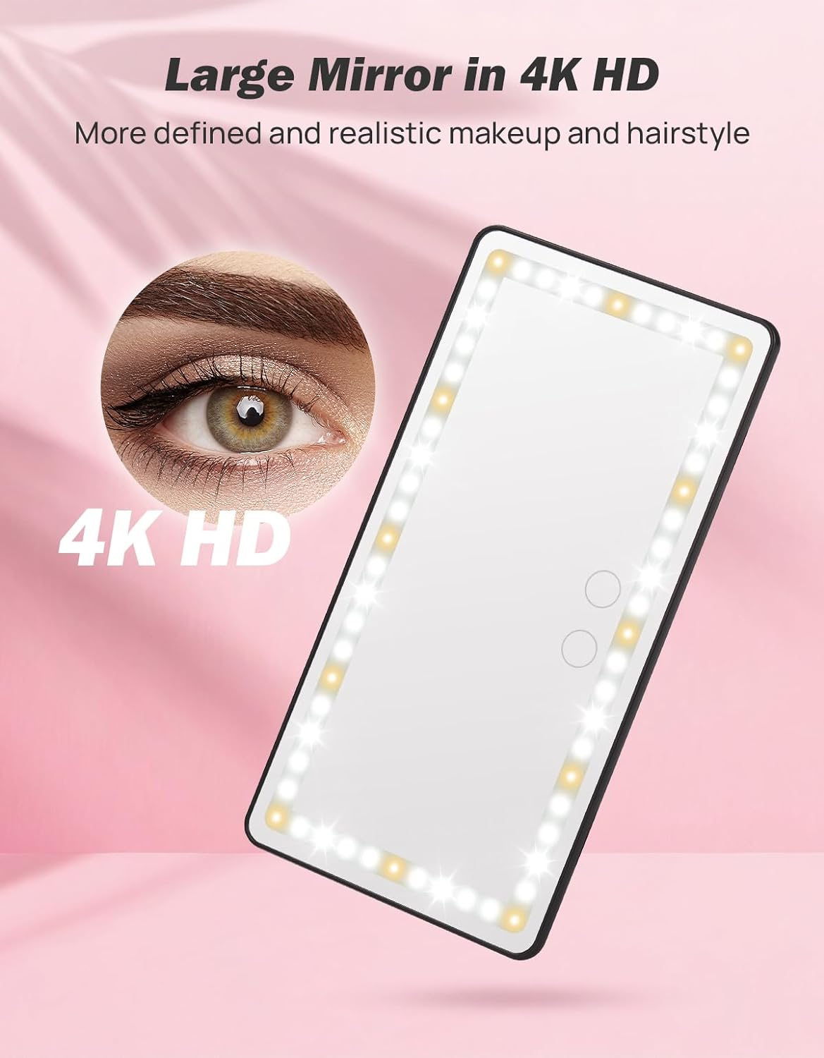 JOYTUTUS Car Sun Visor Vanity Mirror with Lights, 3 Light Modes & 60 Leds, Rechargeable Dimmable Touch Control Travel Makeup Mirror for Truck SUV image number 4