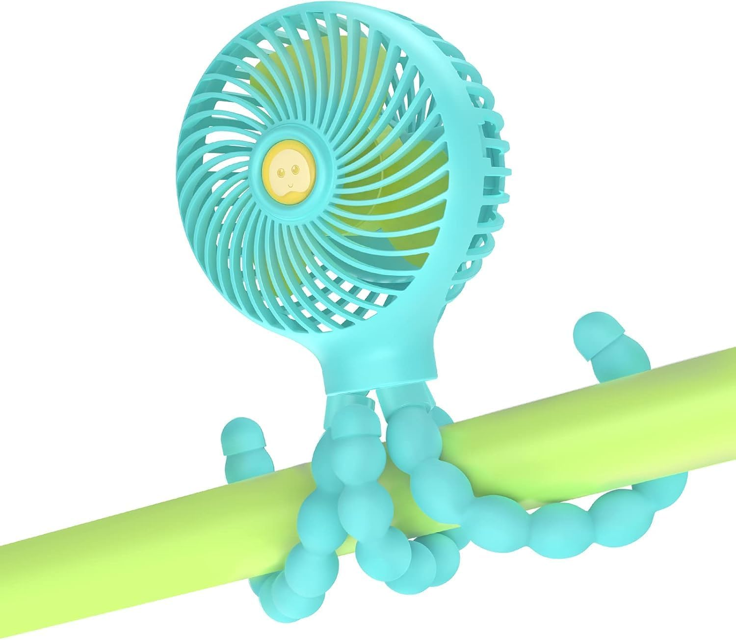 Portable Pram Fan, Baby Stroller Fan, [USB or 4000Mah Battery Powered] Handheld Fan for Kids, Mini Fan with Flexible Tripod, 3 Speed Pram Fans Clip on Desk Bike Campling Traveling (Blue) image number 2