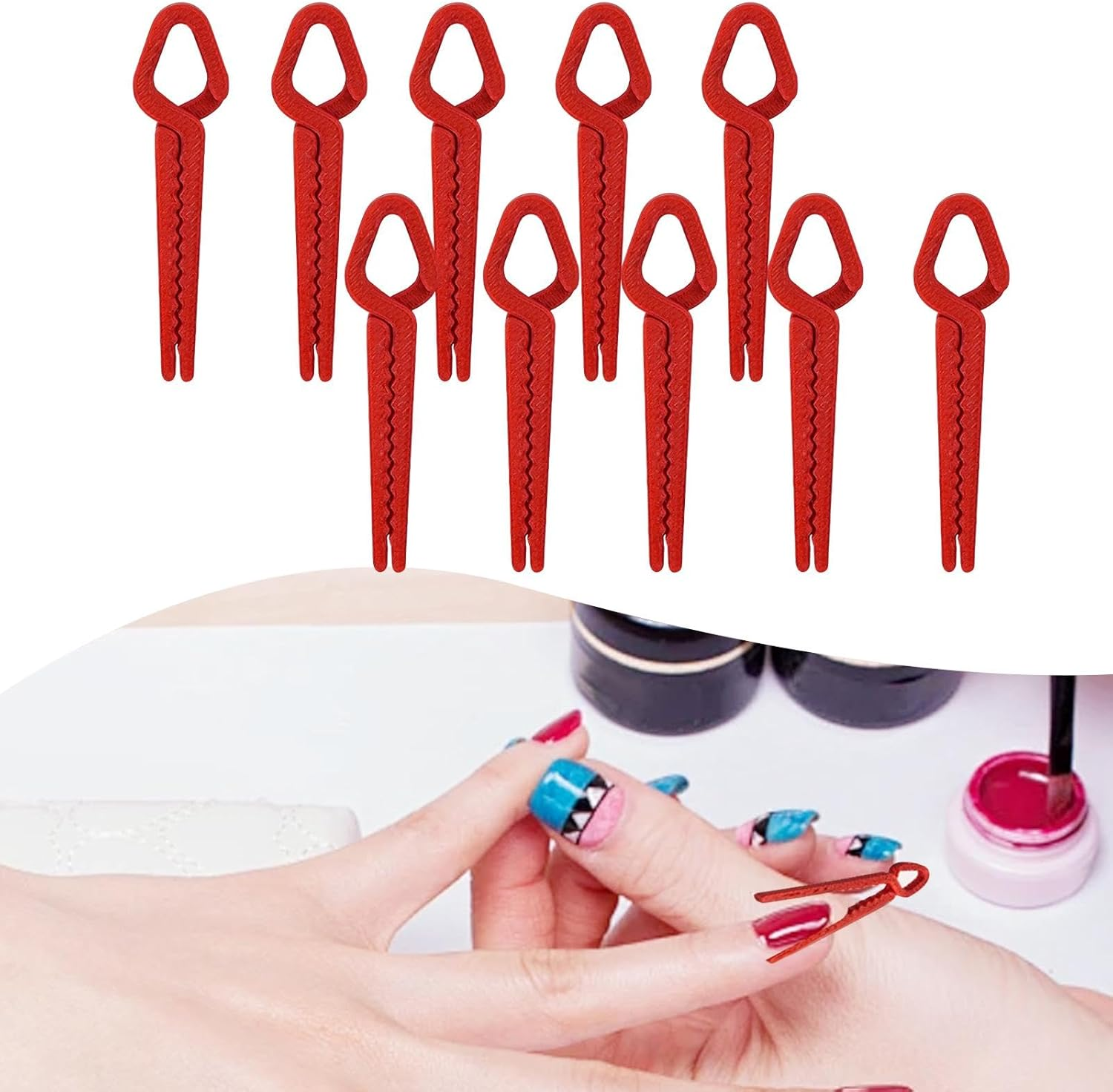 Perfk 10Pcs Nail Polish Protector for Fingers Nail Pinching Clips for Women Multifunctional Lightweight Manicure Art Builder Tools image number 5
