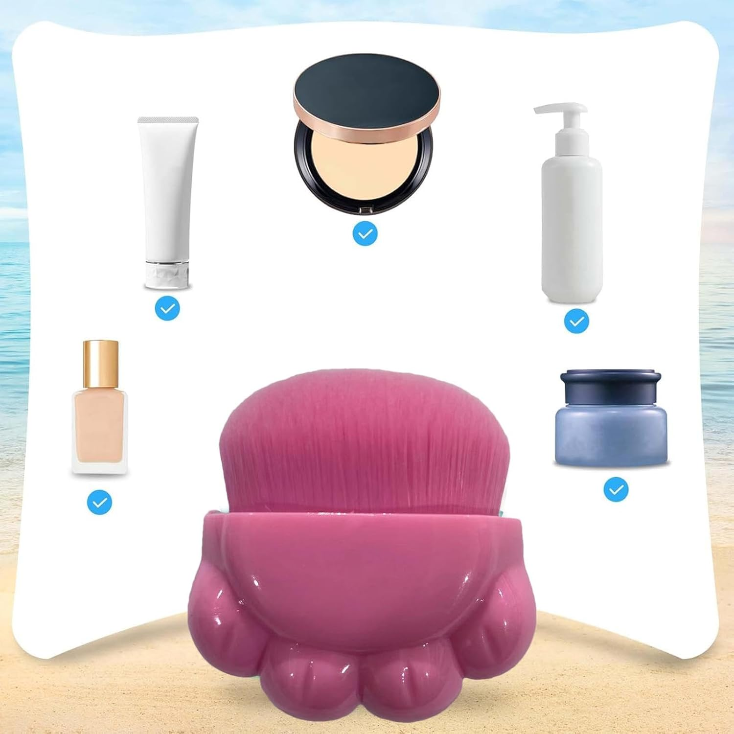 Sunscreen Applicator for Kids | Portable Sun Lotion Applicator,Ergonomic Sunblock Brush for Summer,Sunblock Buddy Brush Set,Cute Sun Cream Brush for Boys Girls - Pink image number 3