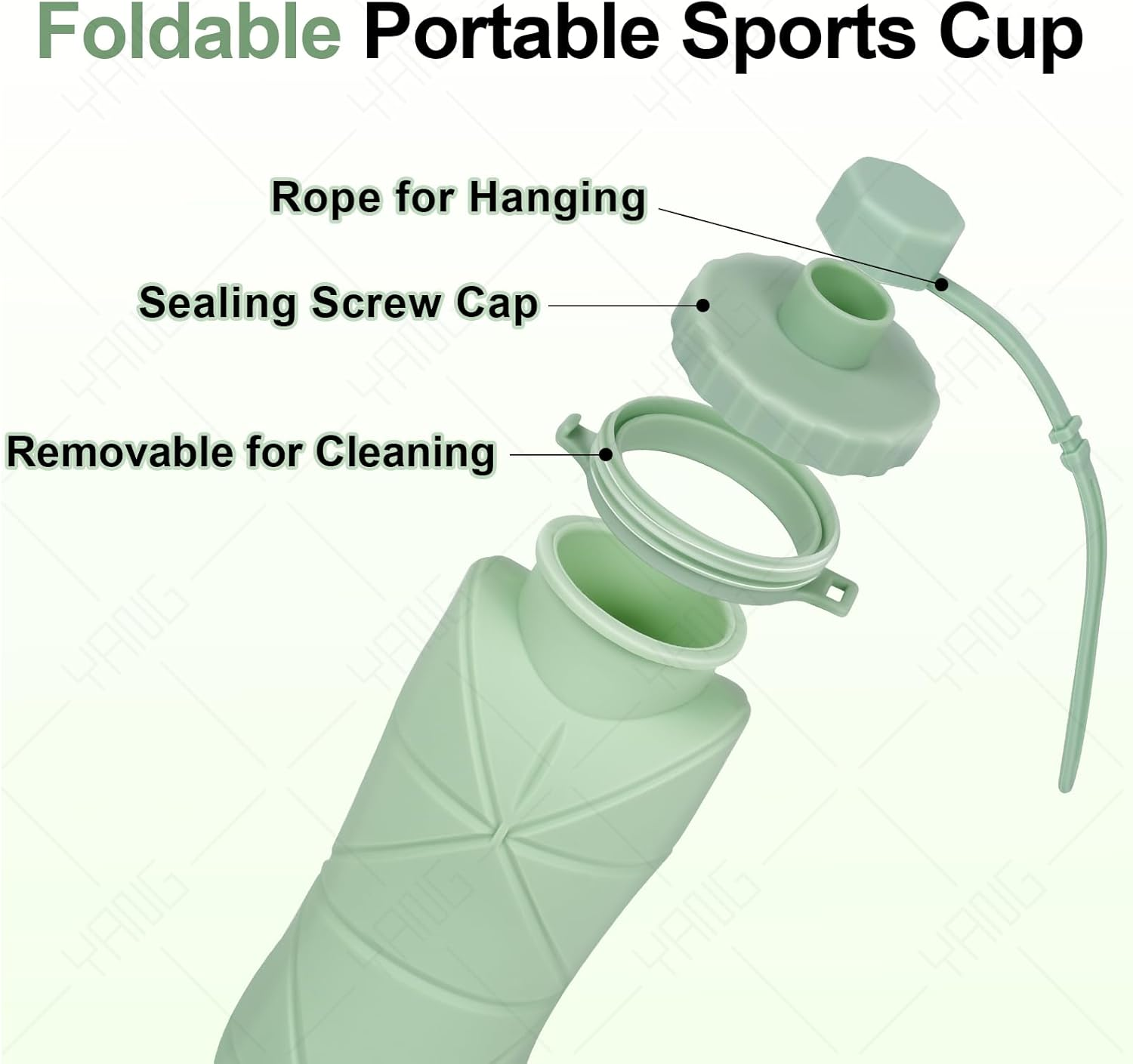 Wvacfre Collapsible Water Bottles,Bpa-Free Leak-Proof Silicone Foldable Water Bottle Cup 20Oz,Portable Durable Lightweight Bottle for Gym Travel Camping Hiking Running Sport