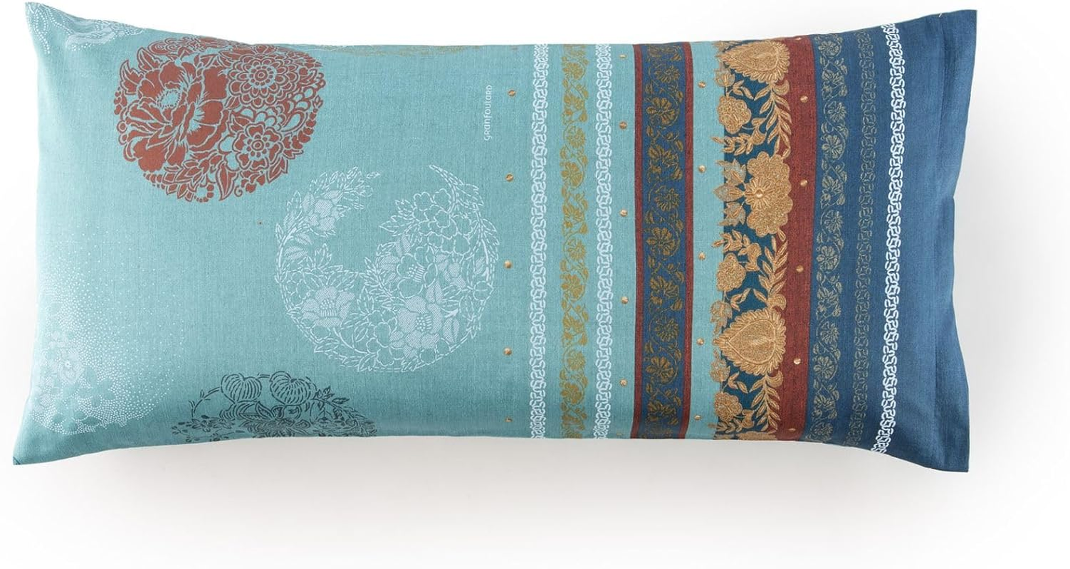 Bassetti ESPERIDI 9333313 Cushion Cover for Bed Linen 100% Cotton Satin in Red R1, Dimensions: 40 X 80 Cm