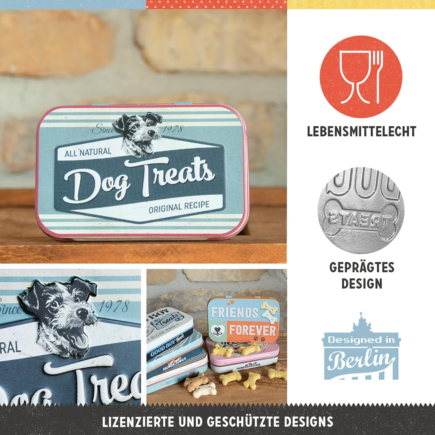 Nostalgic-Art Retro Treat Tin Paw Sign - Dog Treats - Gift Idea for Dog Owners Tin Box Travel Vintage Design 9.5X6X2Cm image number 4