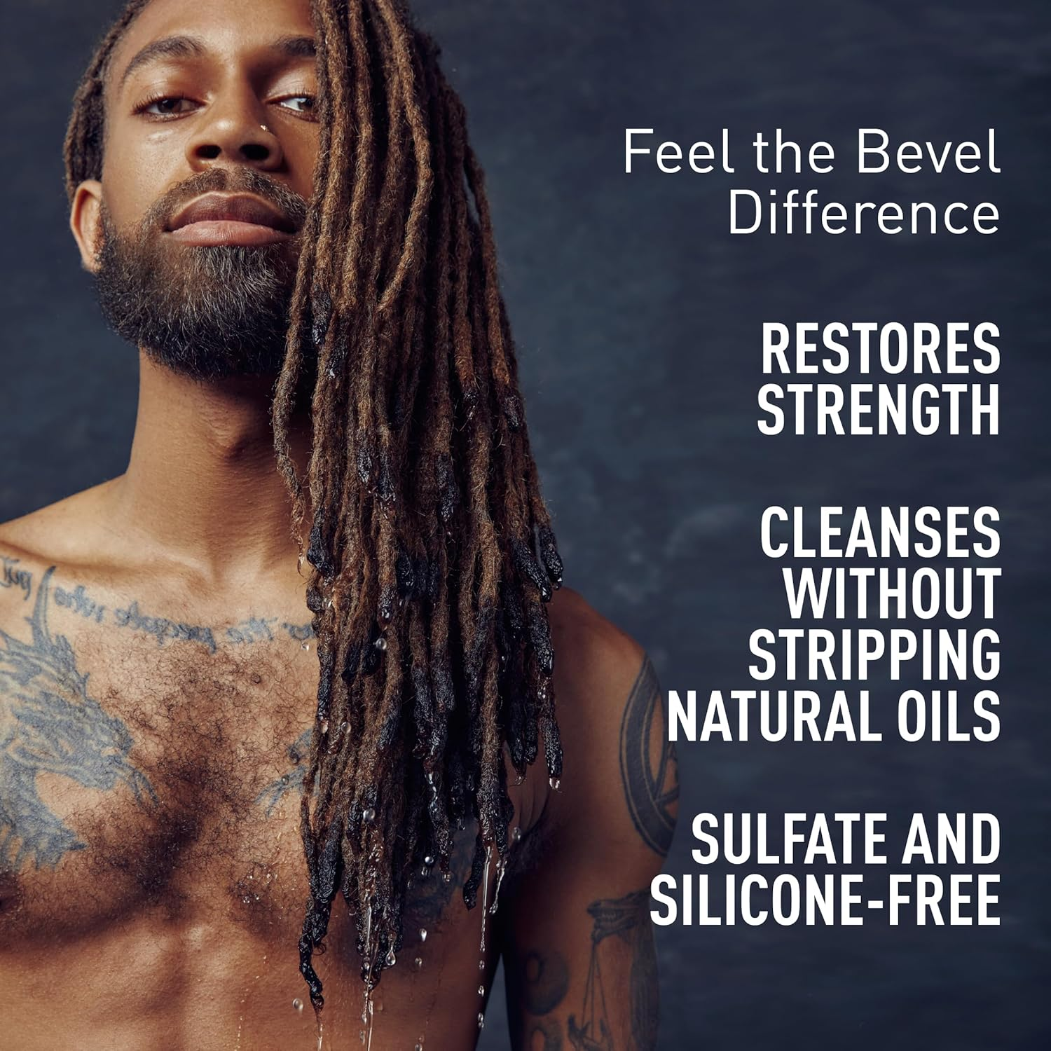 Shampoo for Men by Bevel - Sulphate-Free Mens Shampoo for Textured Hair with Coconut Oil and Shea Butter, Detangles Coarse, Curly Hair, 355Ml image number 6