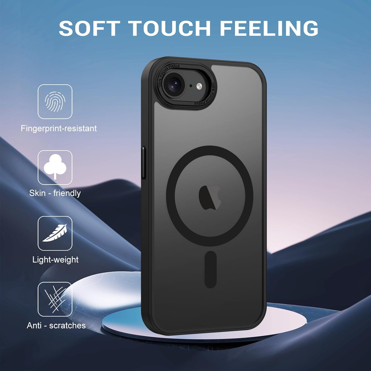 YINLAI for Iphone 16E Case 2025, [Compatible with Wireless Charging] Skin-Friendly Touch Slim Shockproof Protective Phone Cases for Iphone 16E 6.1", Translucent Matte Black image number 1