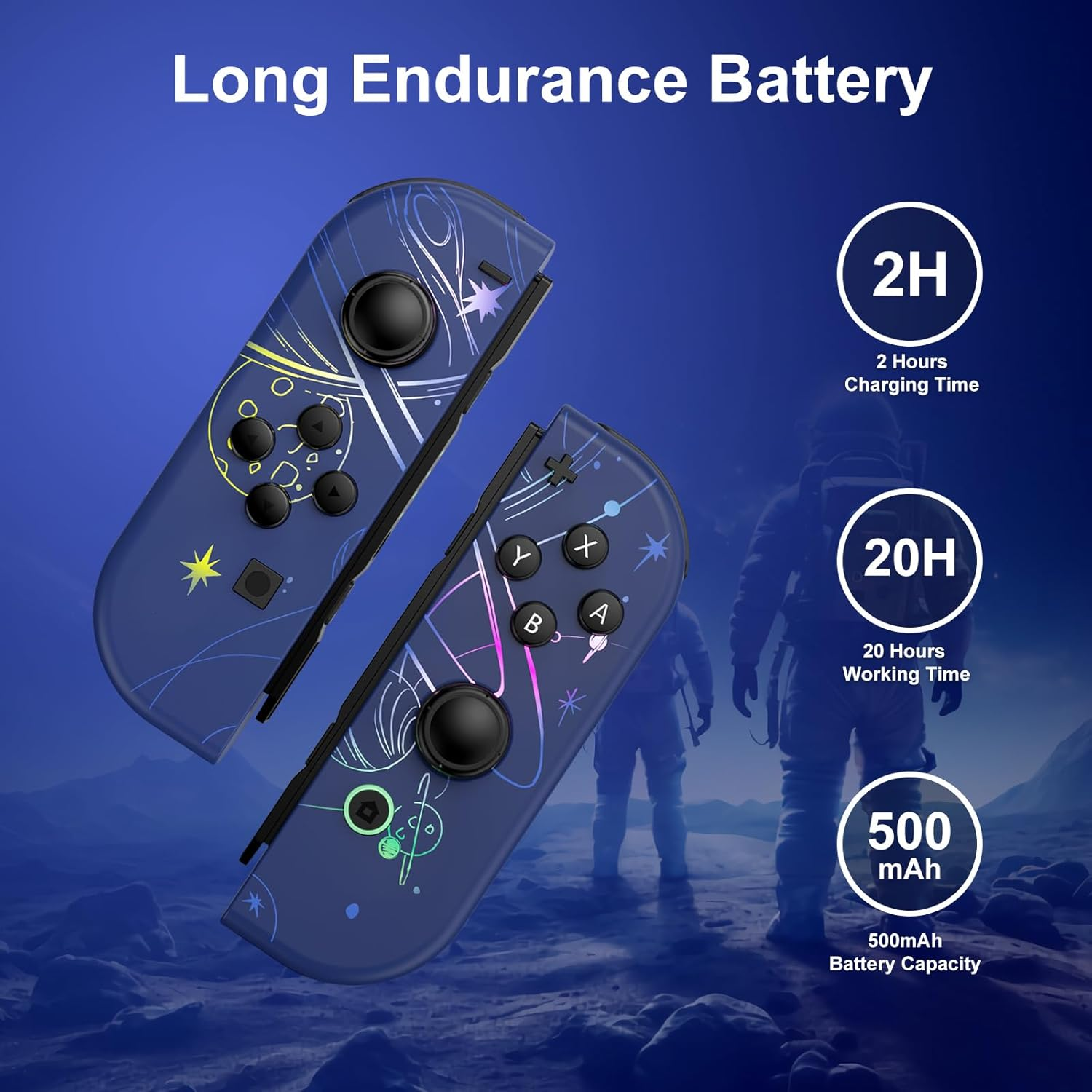 Lungdongquest Wireless Controller Compatible with Switch Oled/Lite, Joypad Replacement for NS Console, Switch Controller with 7 Colors RGB Light Effect（Blue1) image number 6