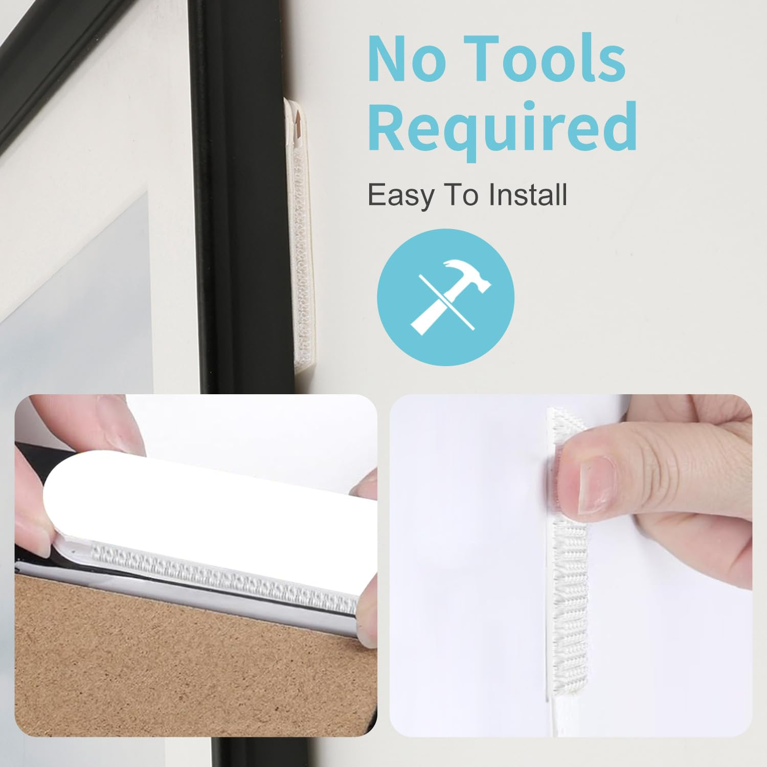 20-Pairs Heavy Duty Picture Hanging Strips, Damage-Free, No-Nail Wall Hangers for Photos & Artworks, Medium Poster Wall Strips (M+L)