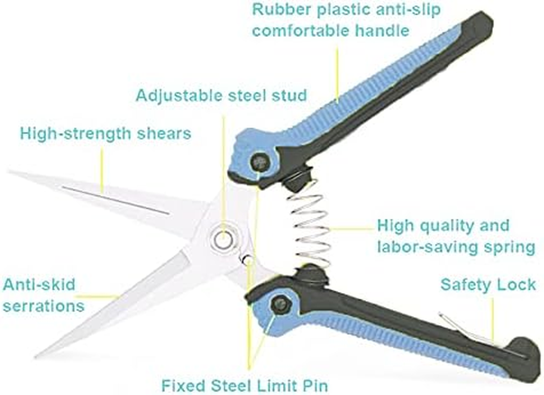 ARFUKA Garden Scissors, Pruning Shears with Straight Blades, Florist Scissors, Multi-Tasking Garden Snips for Arranging Flowers, Trimming Plants and Harvesting Herbs, Fruits or Vegetables (Blue) image number 4