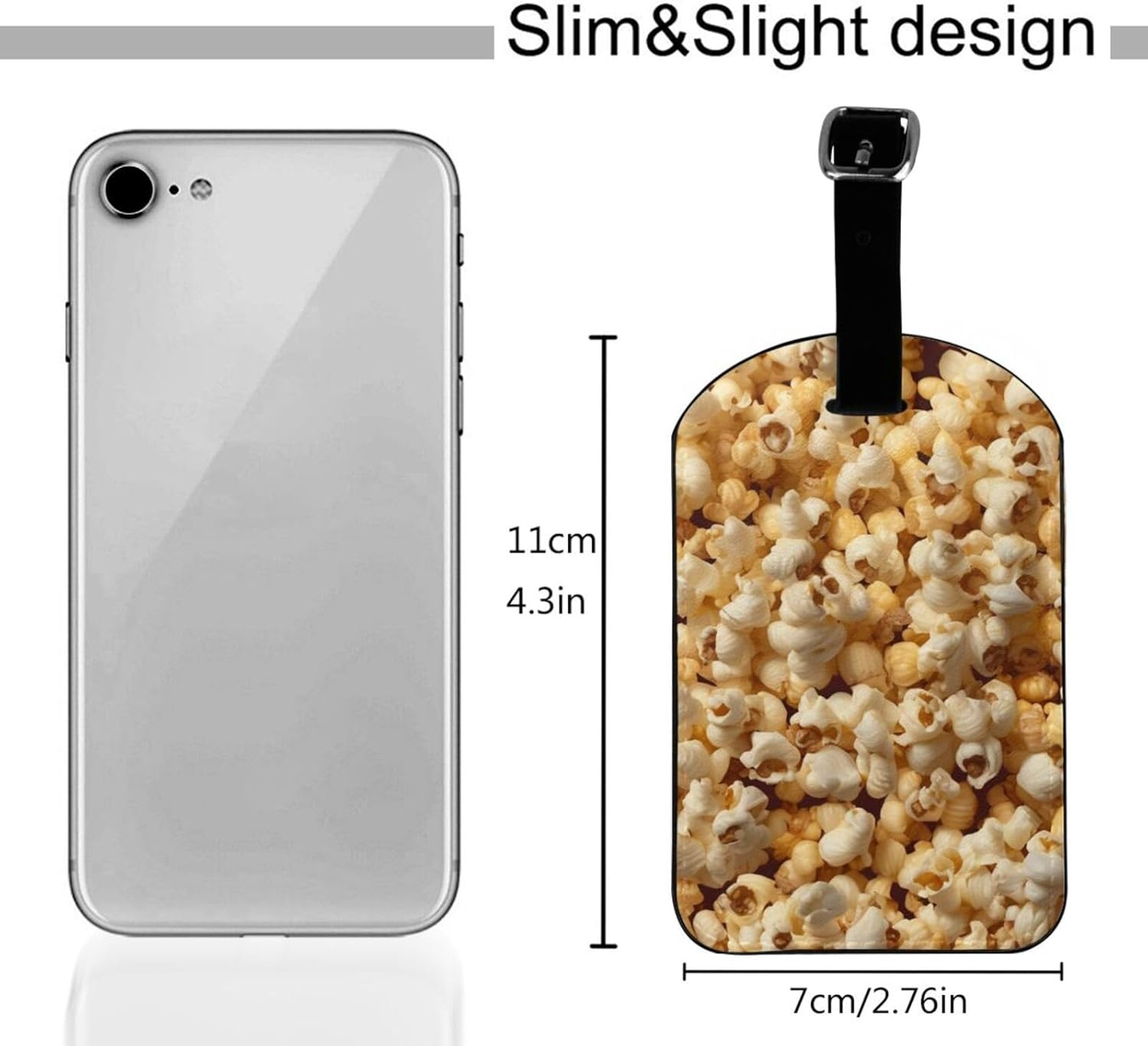 Popcorn Print Print Elegant Tag Stylish Tag Luggage Tag 4.3 X 2.76 Inch for Suitcases Travel Bags image number 3