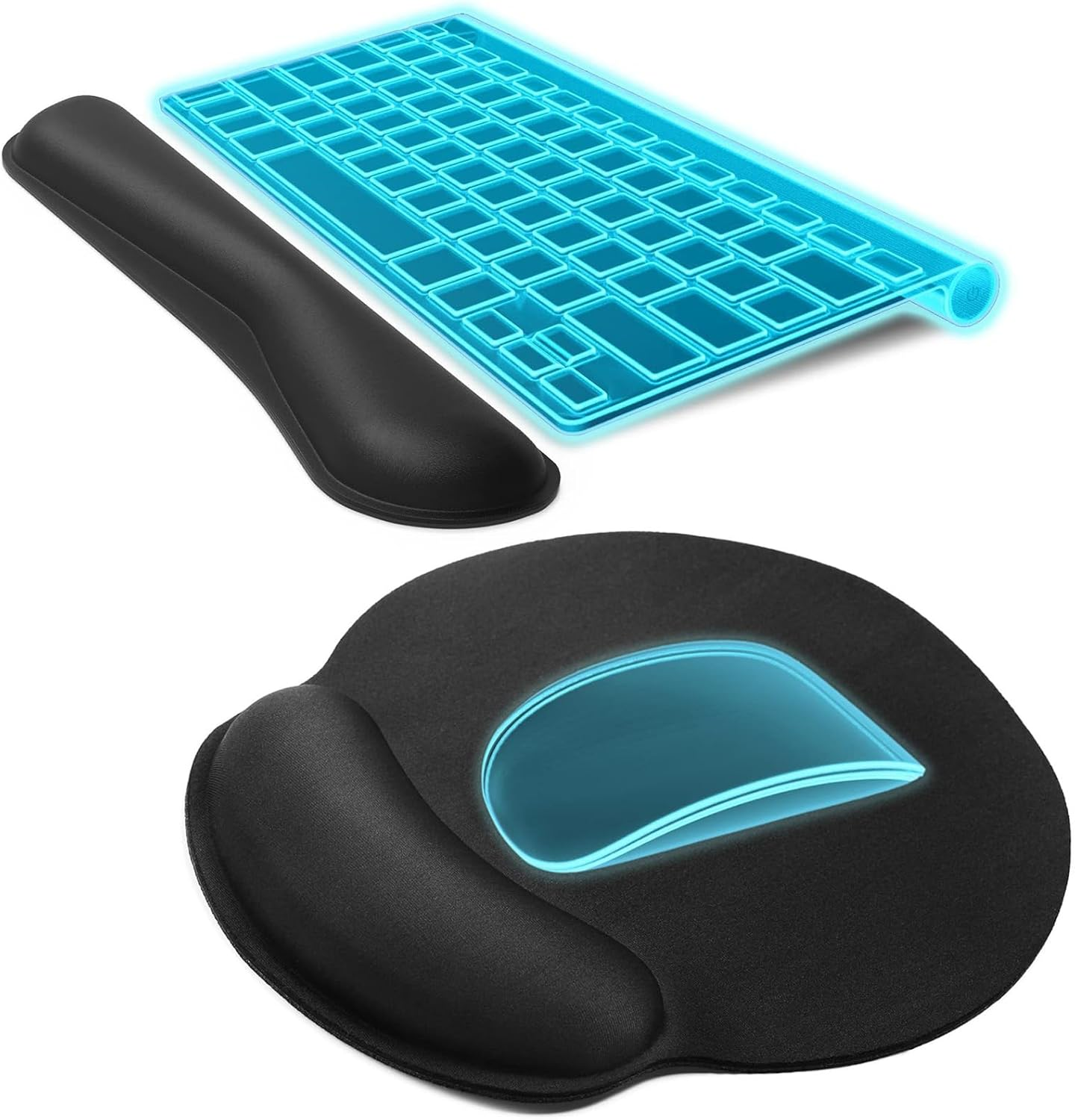 Wrist Rests for Keyboard and Mouse Pad Set，Ergonomic Memory Foam Wrist Arm Rest Support for Computer Keyboard/Gaming, Allowing You to Type Easily and Relieve Pain image number 3