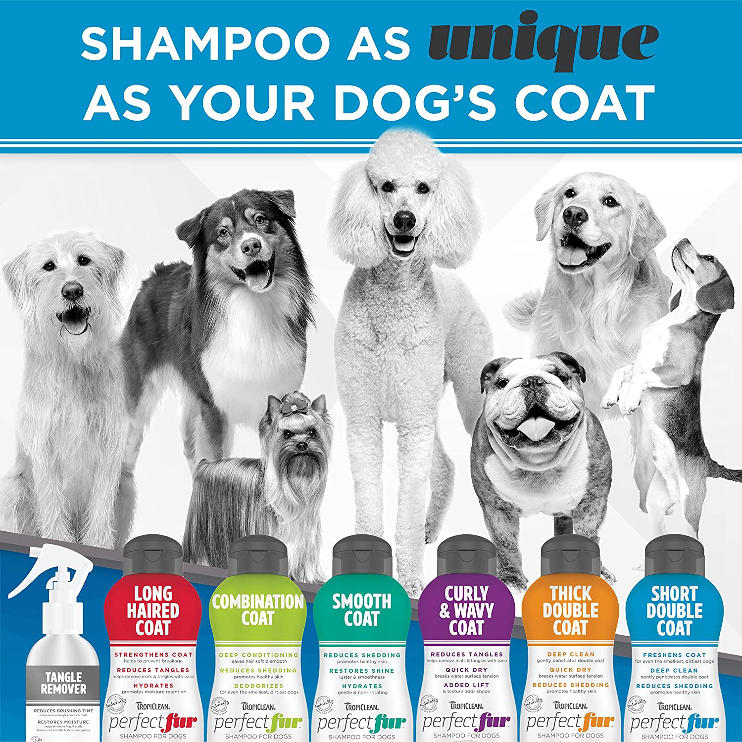 Tropiclean Perfect Fur Short Double Coat Shampoo for Dogs 473Ml image number 1