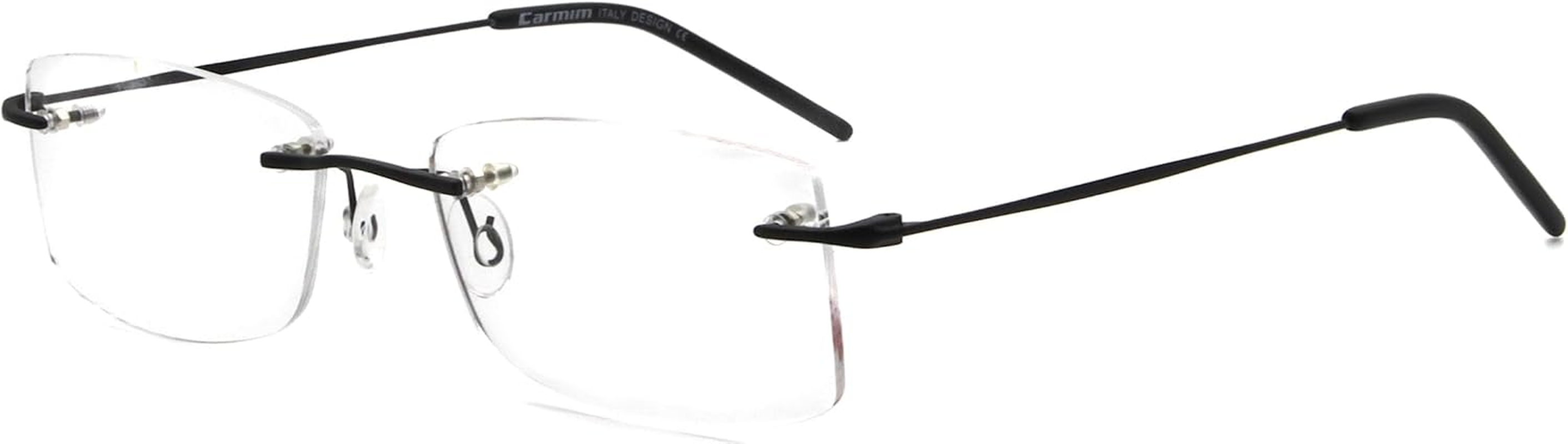 Men Women Eyeglasses Rimless Metal Lightweight Clear Lens Optical Frames Gray Glasses