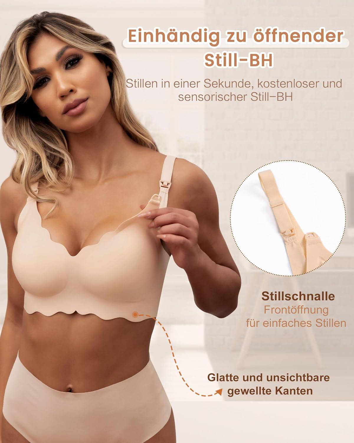 As Fairy Nursing Bras for Breastfeeding, Wireless Seamless Maternity Bra Ultra Comfort Pregnancy Sleep Bralette for Women, Beige-Double Front Shaft, S image number 2