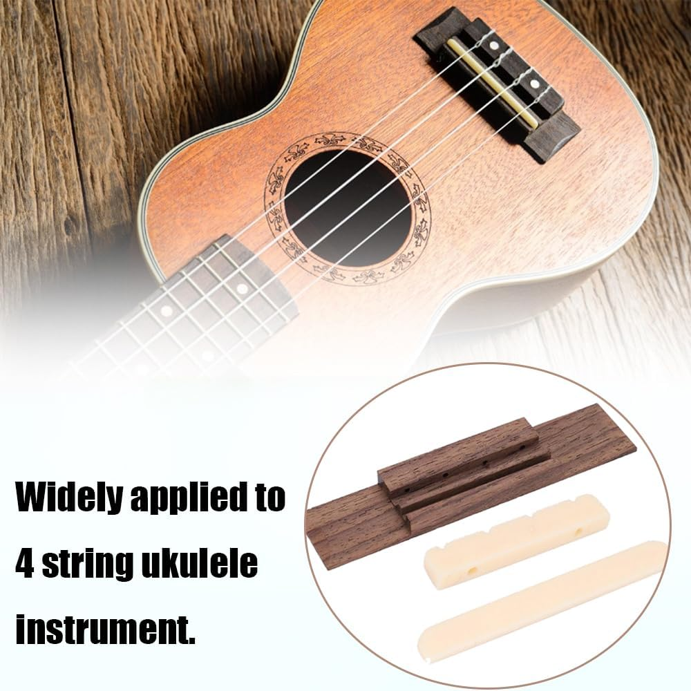 Rosewood Ukulele Bridge Nut and Saddle - 4 String Ukulele DIY and Repair Parts image number 4