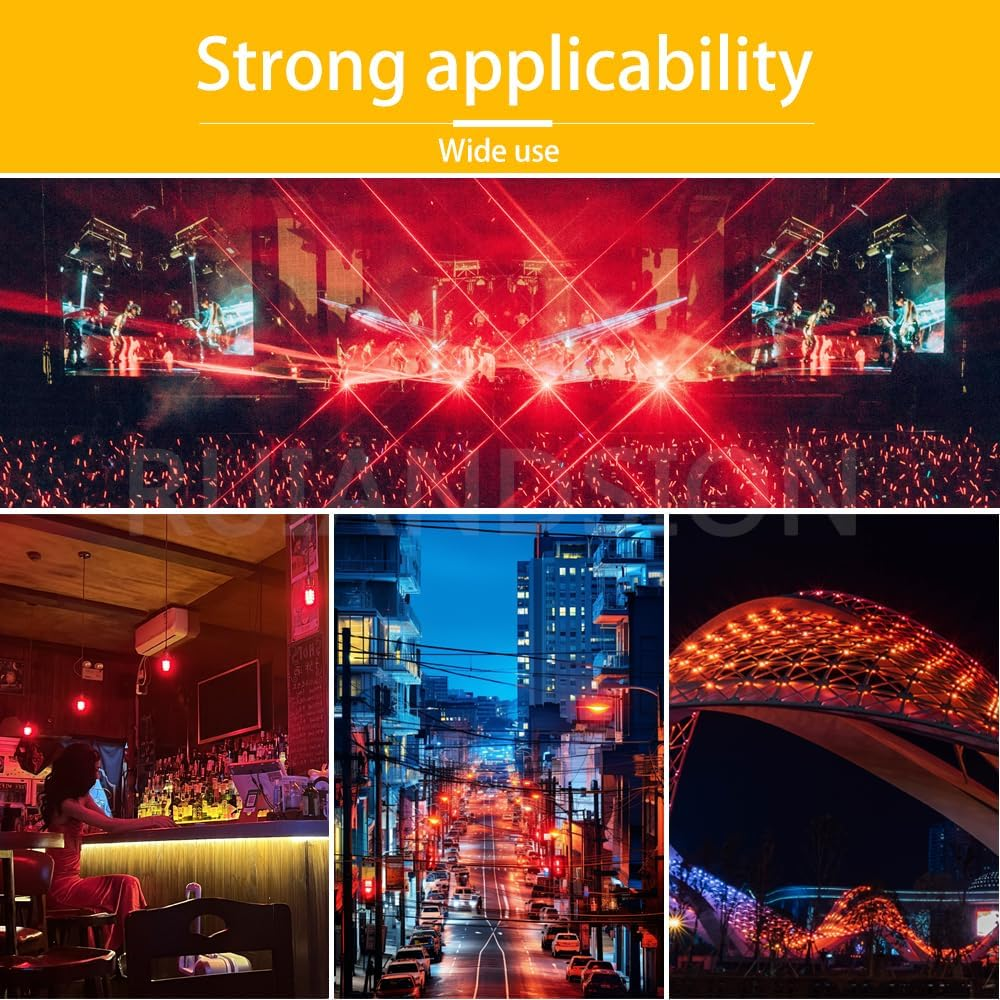 Ruiandsion E27 G45 1W Golf Ball LED Bulbs, Red Color Decorative Lights for Indoor Outdoor Christmas String, Wedding Party Decoration (Pack of 5) image number 4