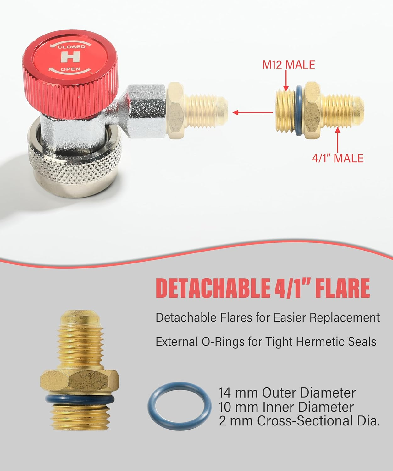 YAKEFLY AC R134A Adapter Fittings,R134A Connector 1/4 Inch Quick Connector with Manifold Gauge Set, Adjustable Quick Coupler Adapters Fitting Kit for R134A Car AC System Evacuation Recharging and More image number 4