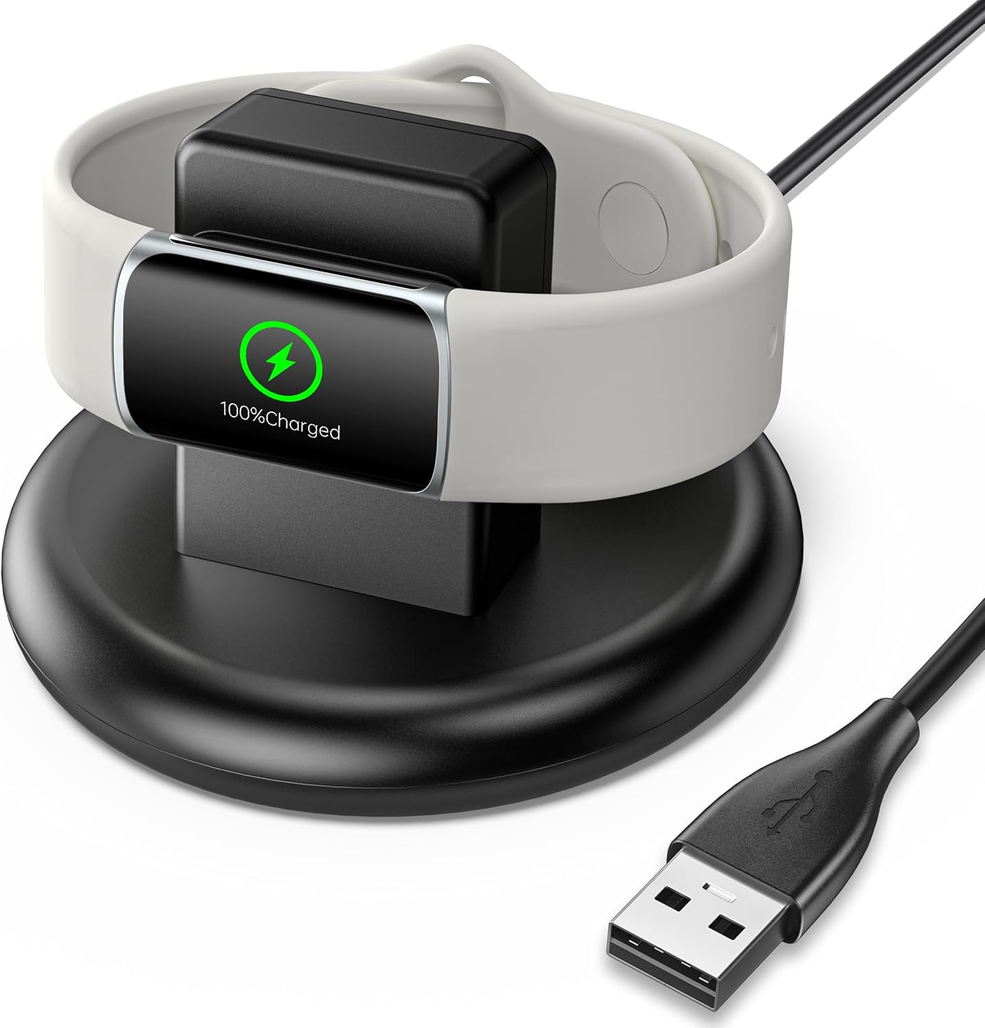 Meliya Charging Stand Dock for Fitbit Charge 6 / Charge 5 / Luxe Charger, Aluminum Base Station with 4.5Ft Cord for Fitbit Charge 6 / Charge 5 / Luxe Smartwatch image number 1