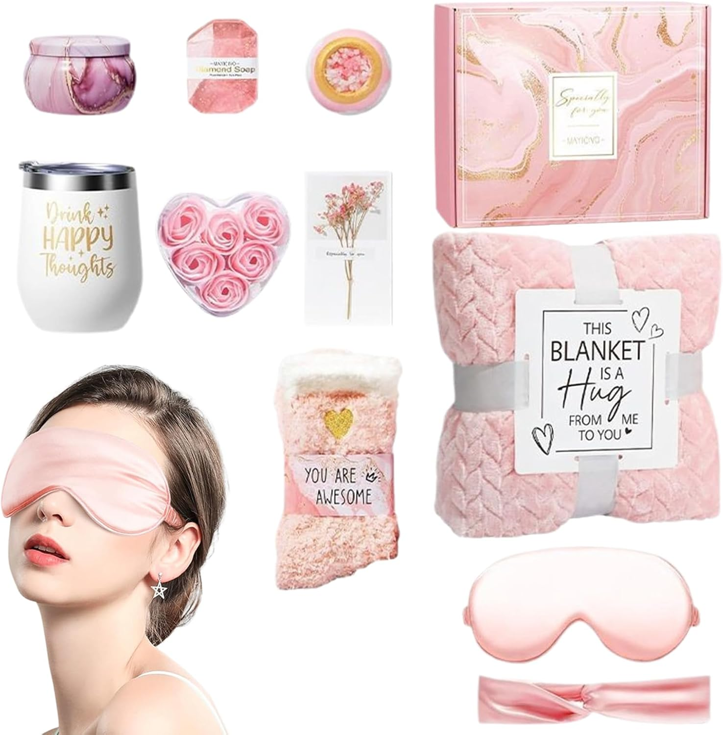 Self-Care Set for Women,Self-Care Spa Kit for Women | Luxury Wellness Box with Flannel Blanket for Mom Her Friends Sister Wife image number 5