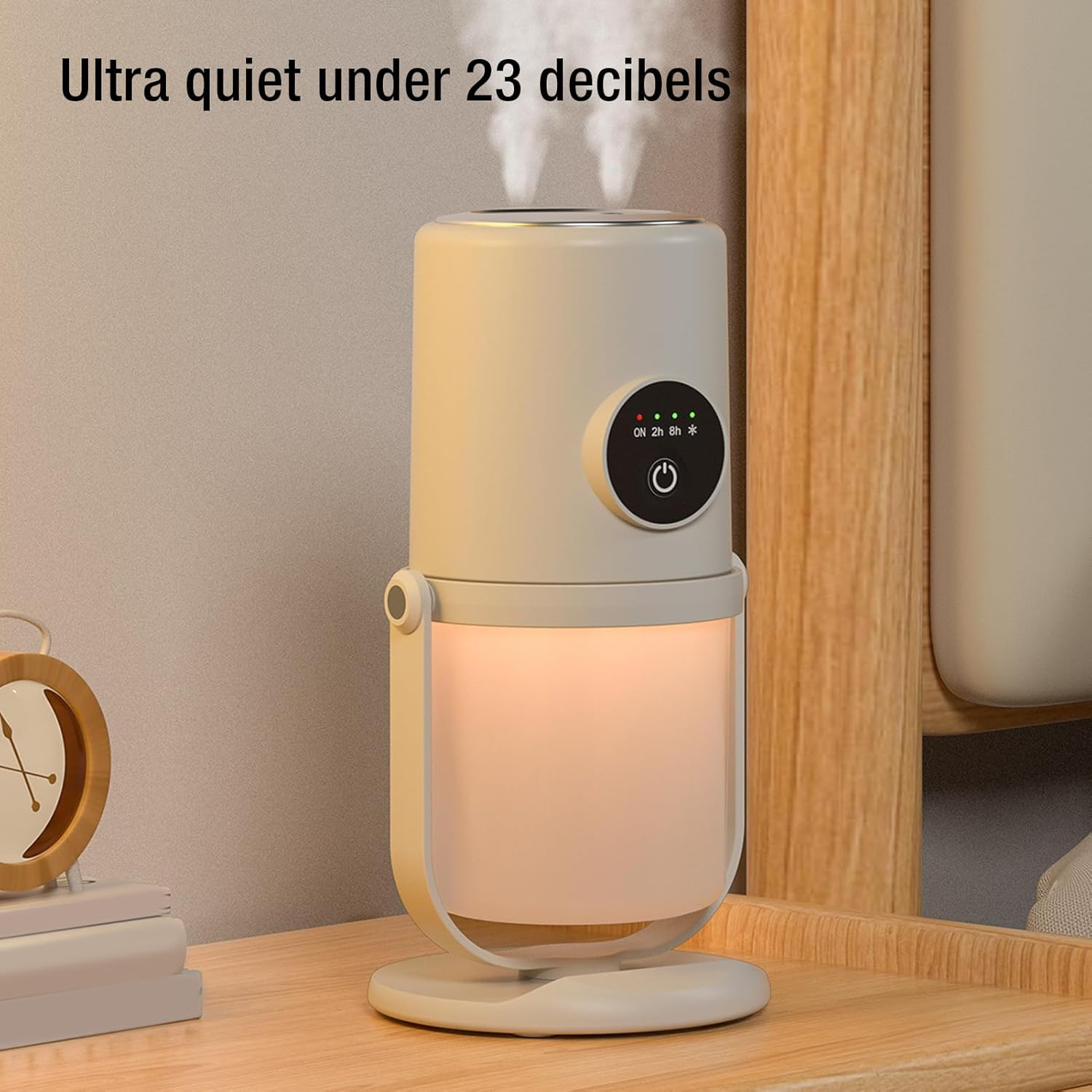 Portable Mini Humidifier, 300ML Cool Mist Humidifiers with Stand, Quiet USB Desktop Humidifier with 2 Mist Mode for Baby Bedroom Travel Office Home, Quiet Mini Humidifier (Beige) image number 5