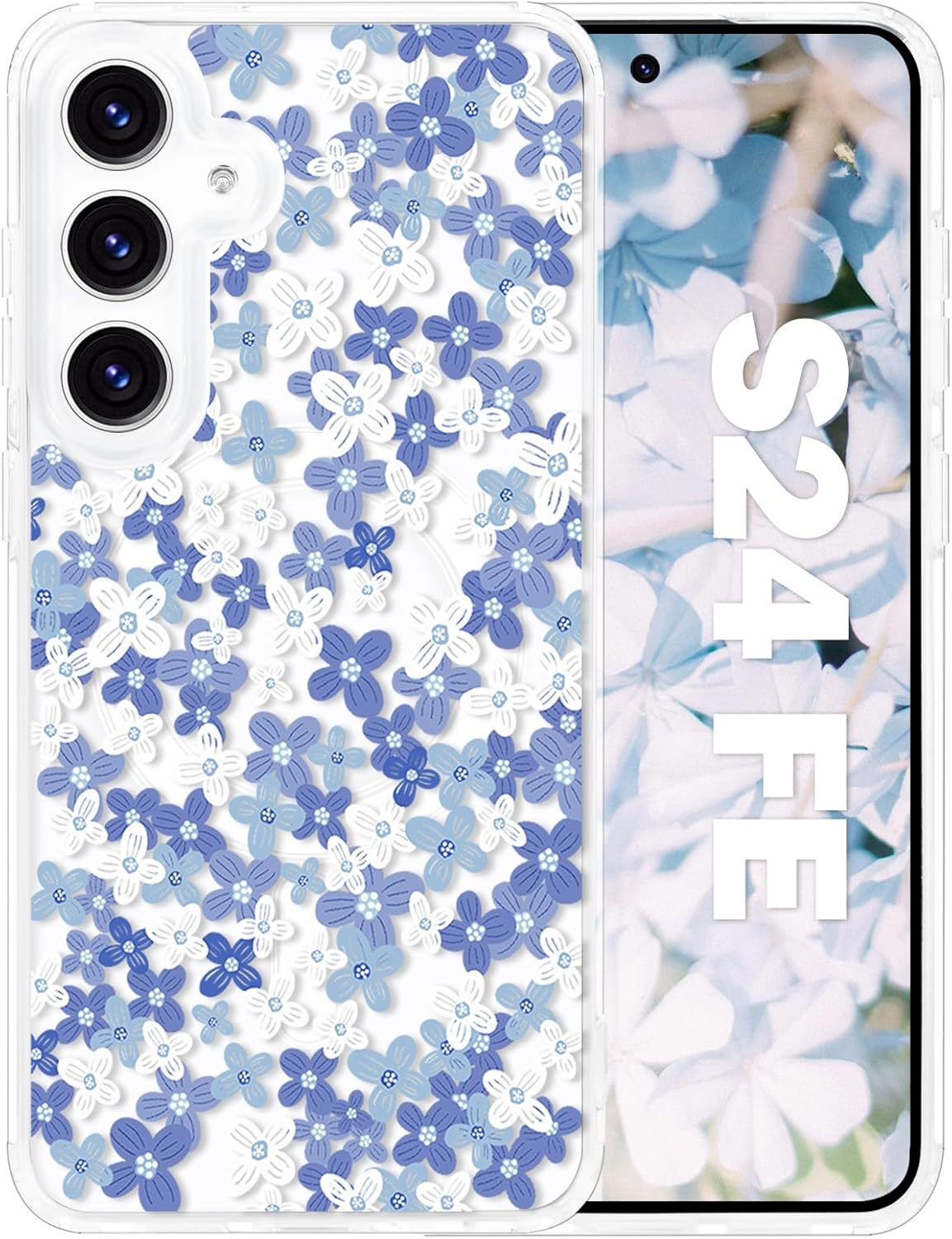 Tcaraersing for Samsung Galaxy S24 6.2" Magnetic Flower Case - Floral Pattern Shockproof Cover with Magsafe Compatibility, Slim Hard PC Back & Soft TPU Edge for Women & Girls, Peony