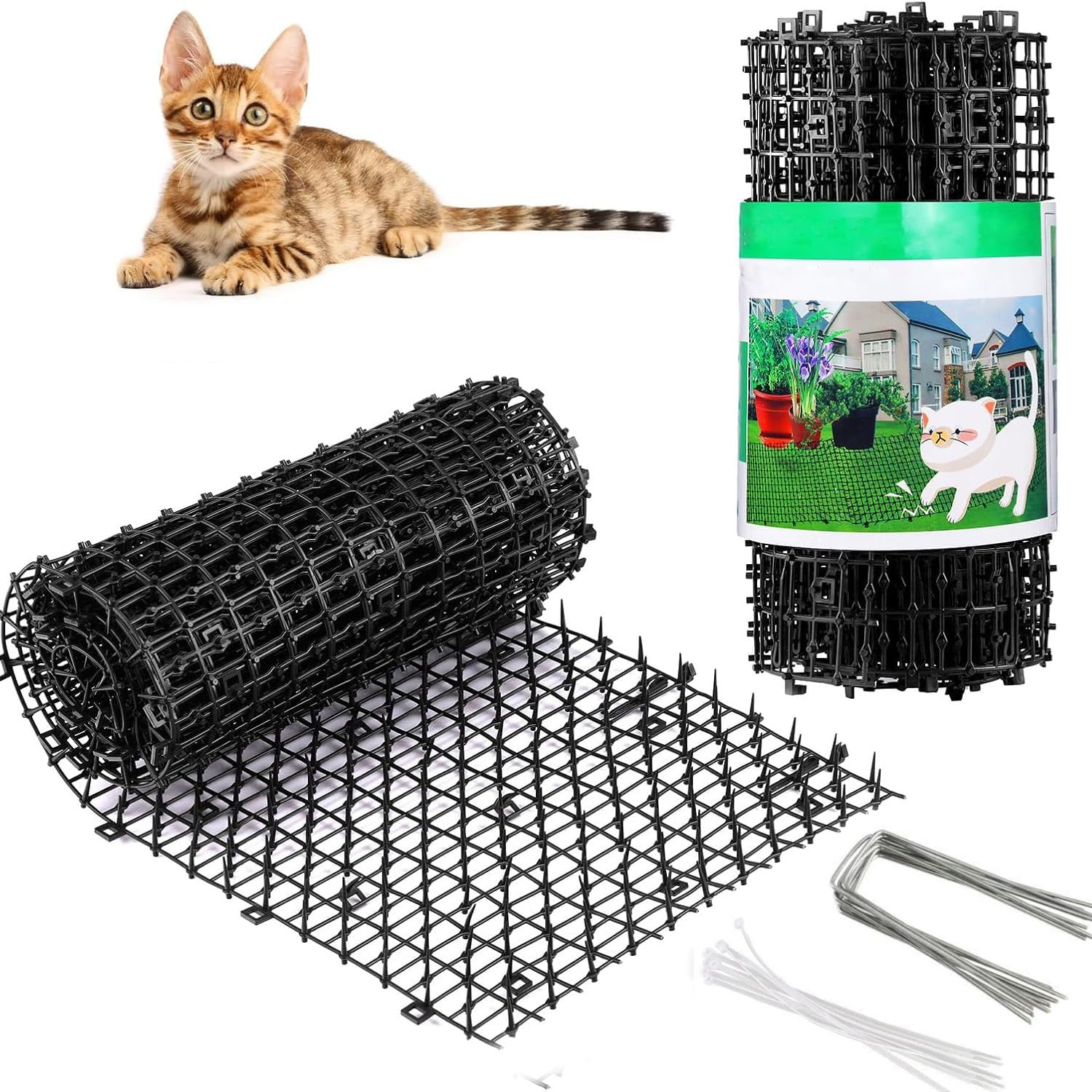 Vsgaalge 6.5FT Cat Repellent Mat with Spikes Outdoor Cat Deterrent Mat Indoor Prickle Spike Strips for Animals for Keep Pet off Couch Furniture Garden Fence Yard image number 4