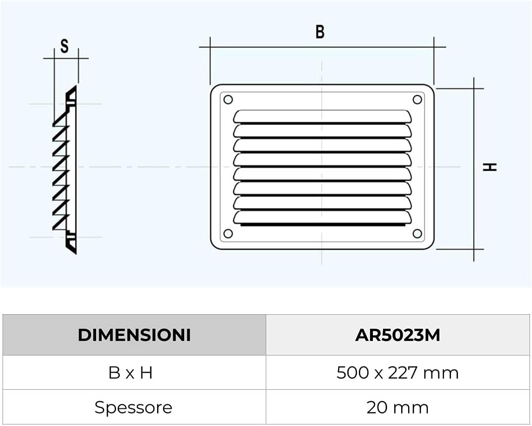 AR5023 M-Y Ventilation Grille Plastic Rectangular Overlap Brown 500 X 227 Mm image number 4